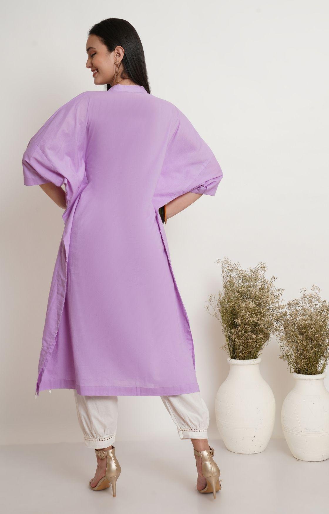 Mauve Applique Embroidery Kaftan