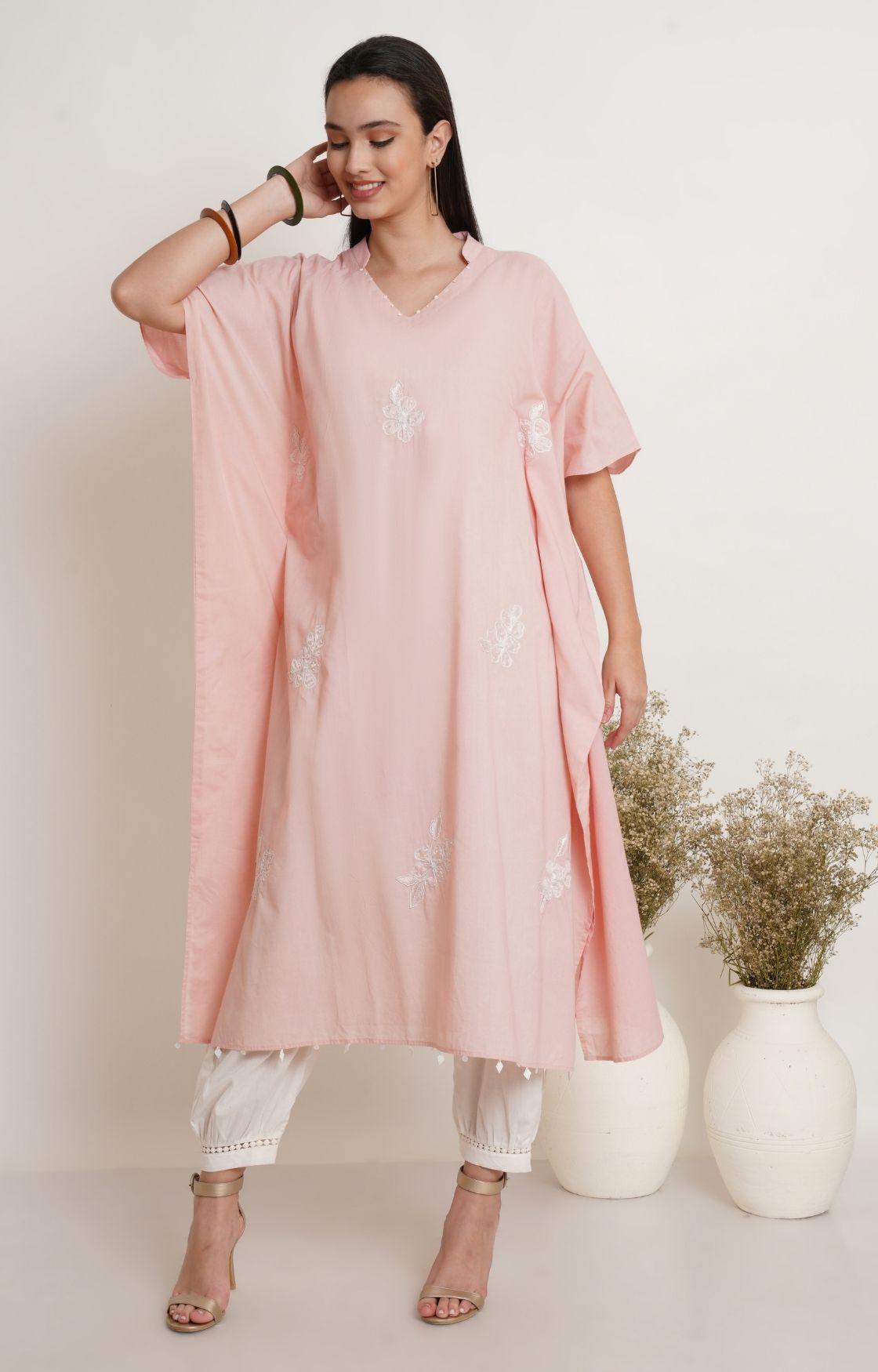 Light Pink Embroidery Kaftan