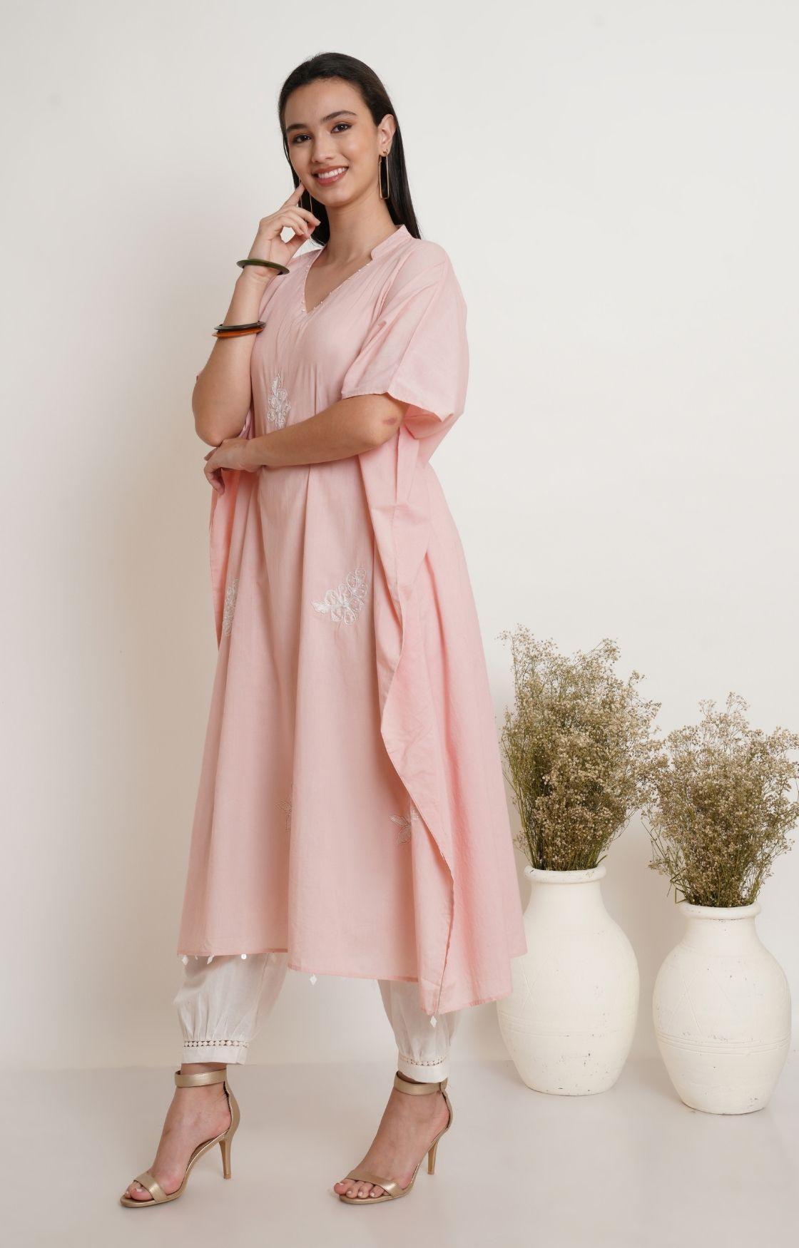 Light Pink Embroidery Kaftan