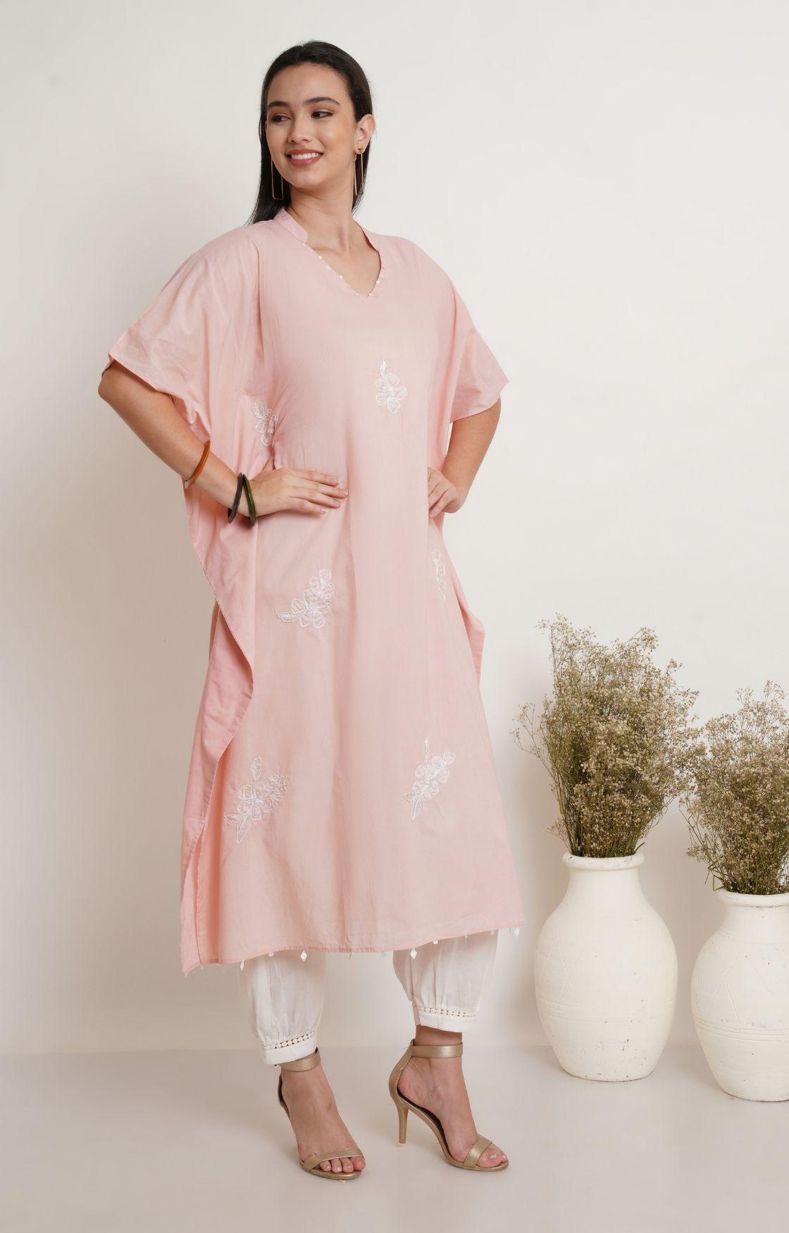 Light Pink Embroidery Kaftan
