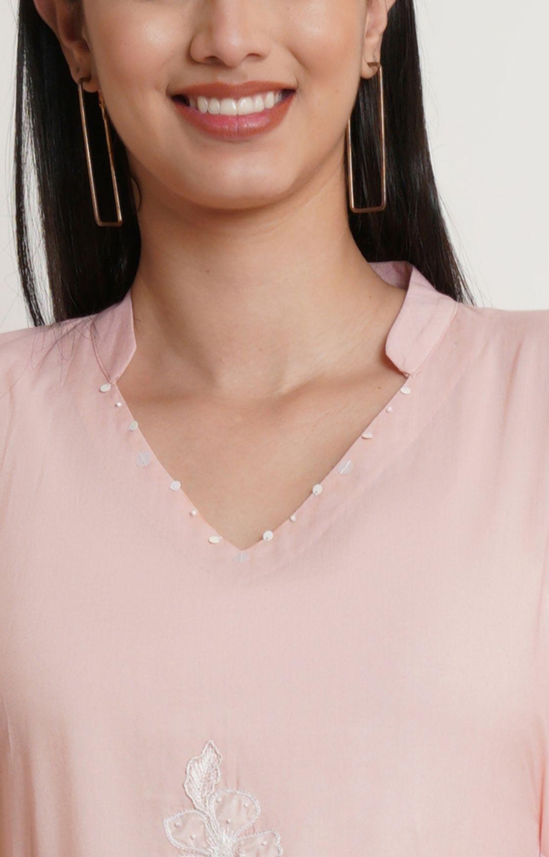 Light Pink Embroidery Kaftan