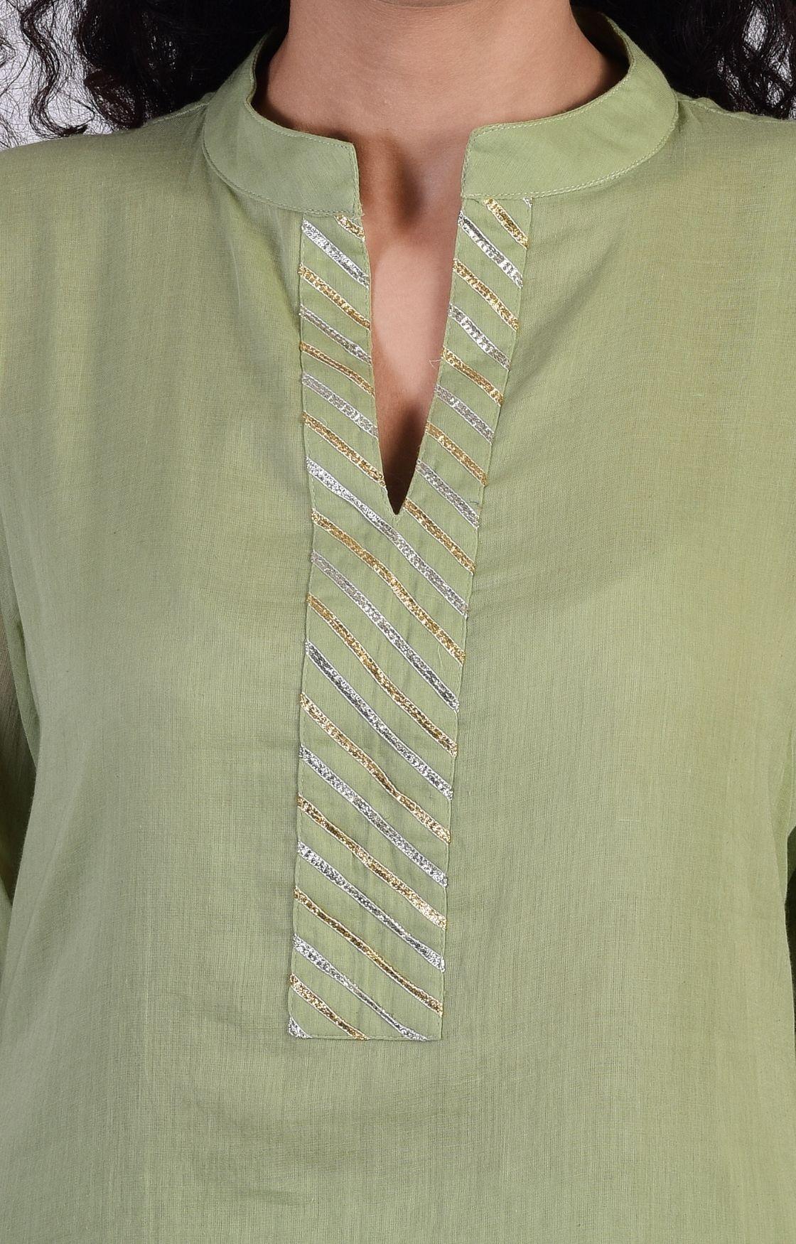 Sage Green Zig Zag Gota Sharara Set