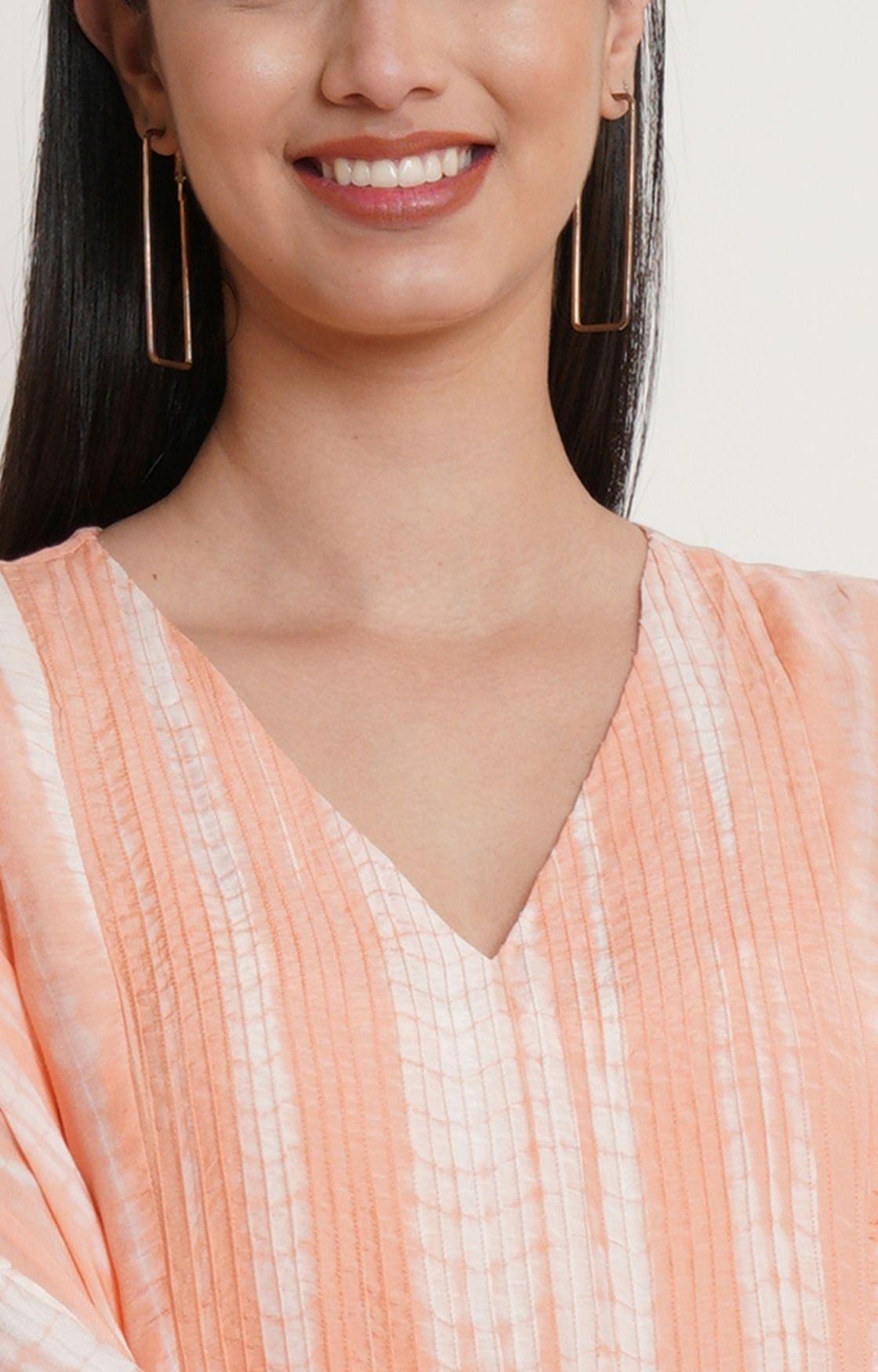 Peach Tie Dye Yoke Kaftan
