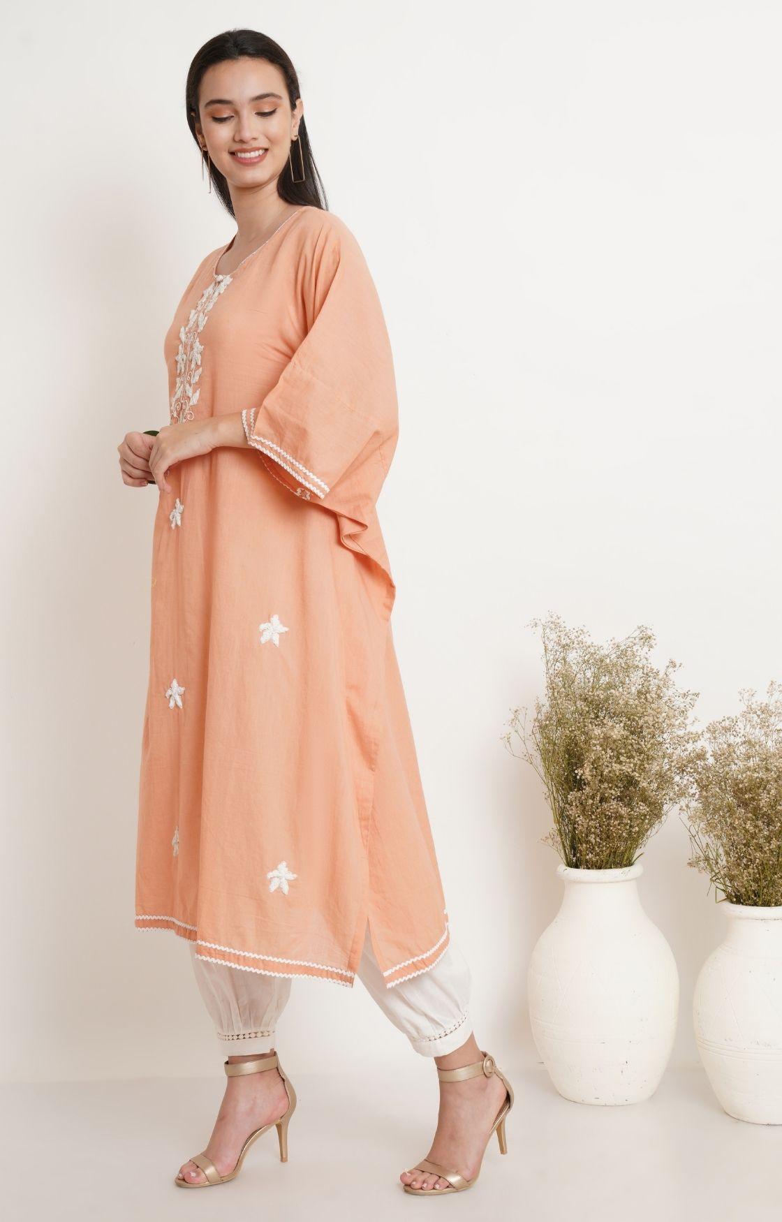 Peach Embroidery Kaftan