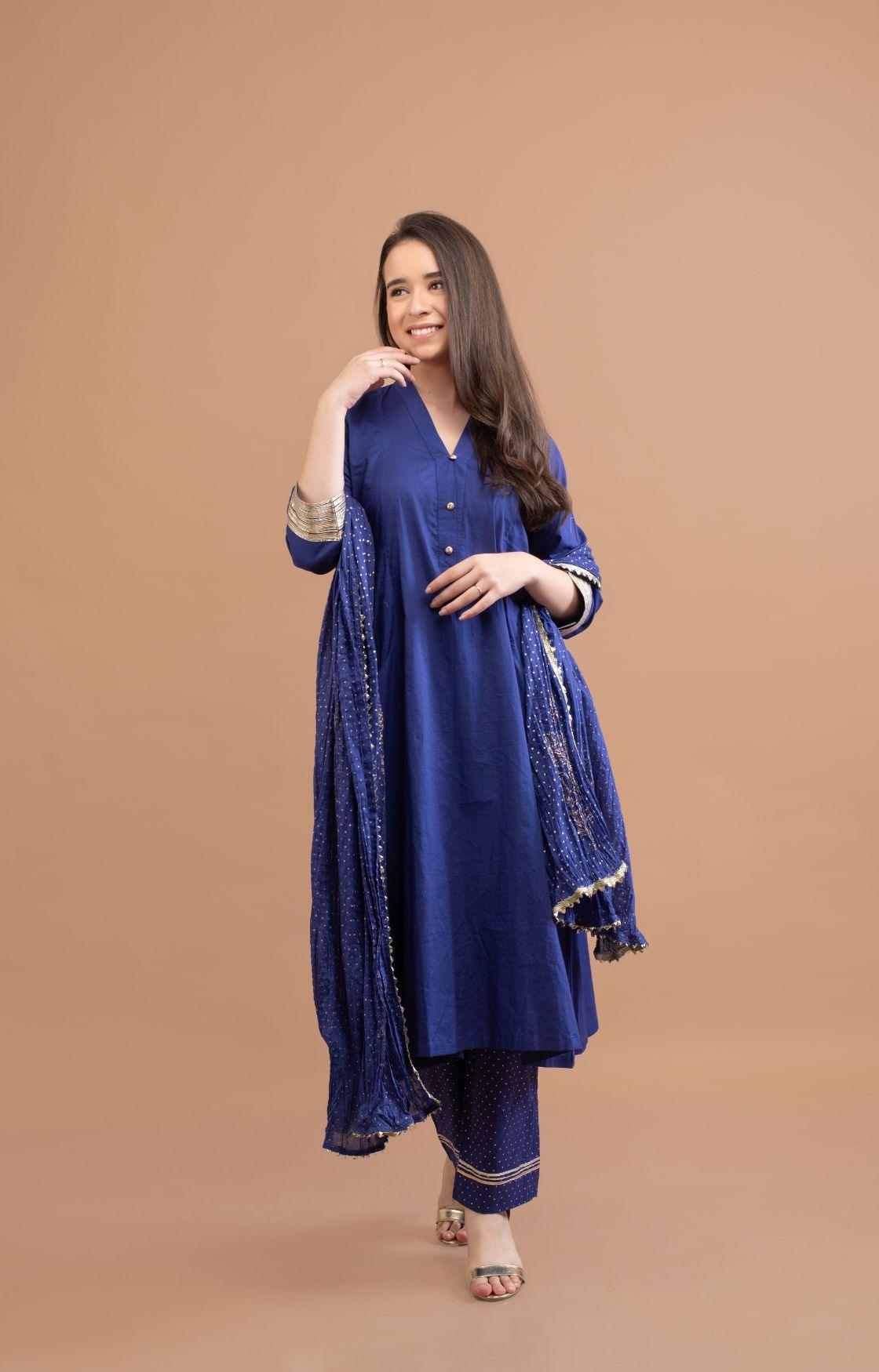 Blue Gota Kurta Set Of 3
