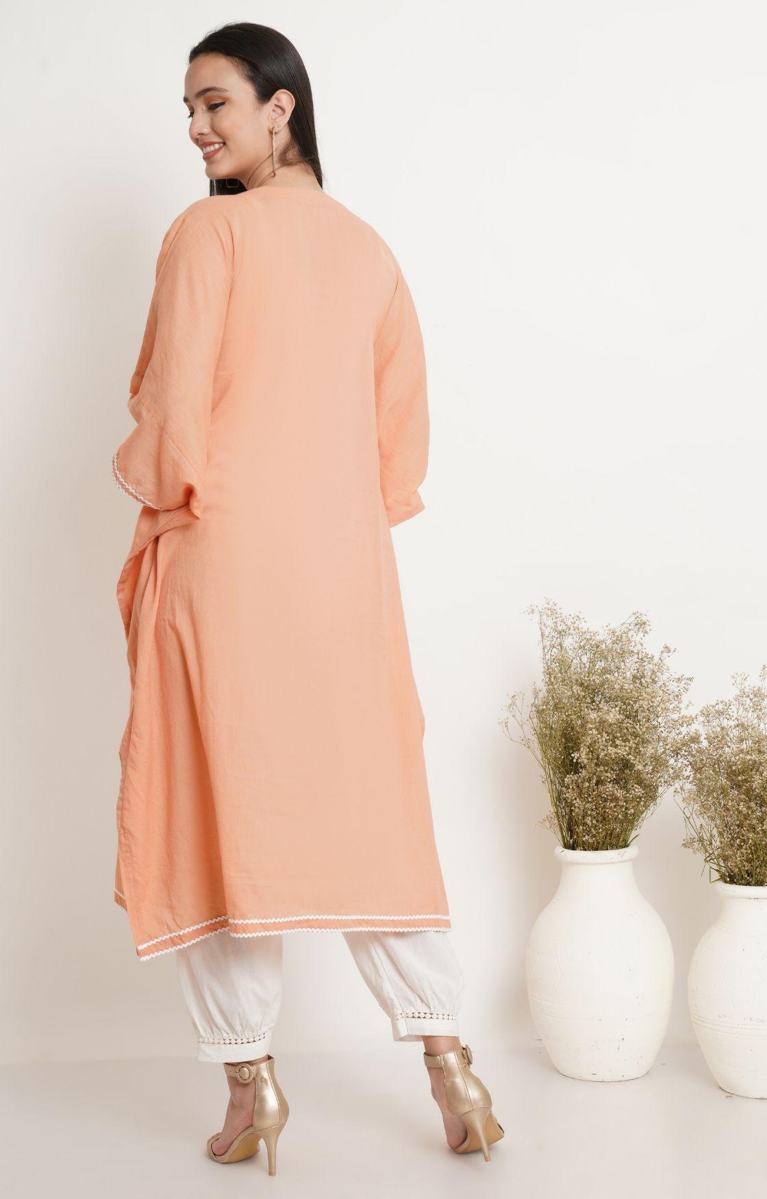 Peach Embroidery Kaftan