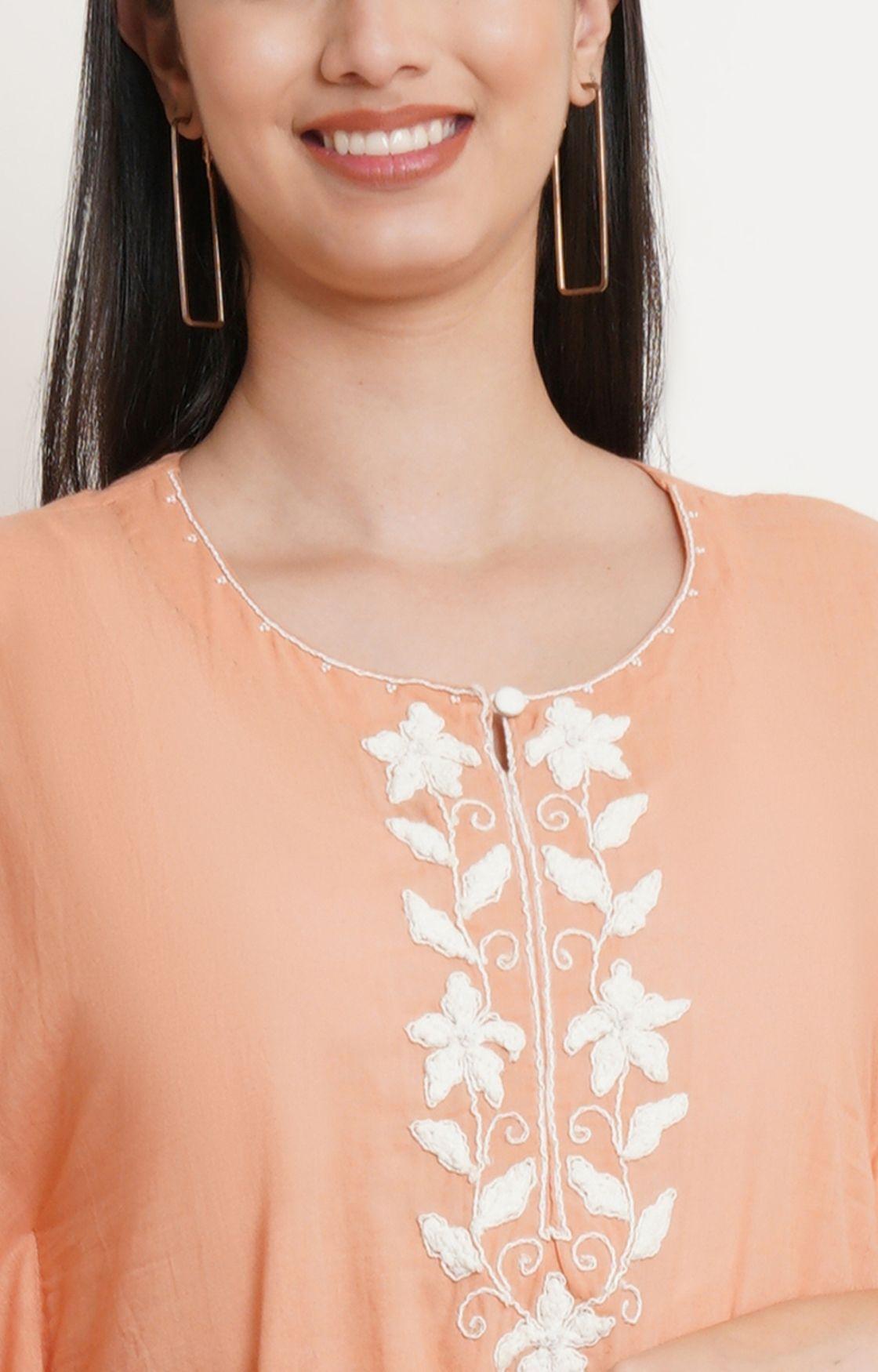 Peach Embroidery Kaftan