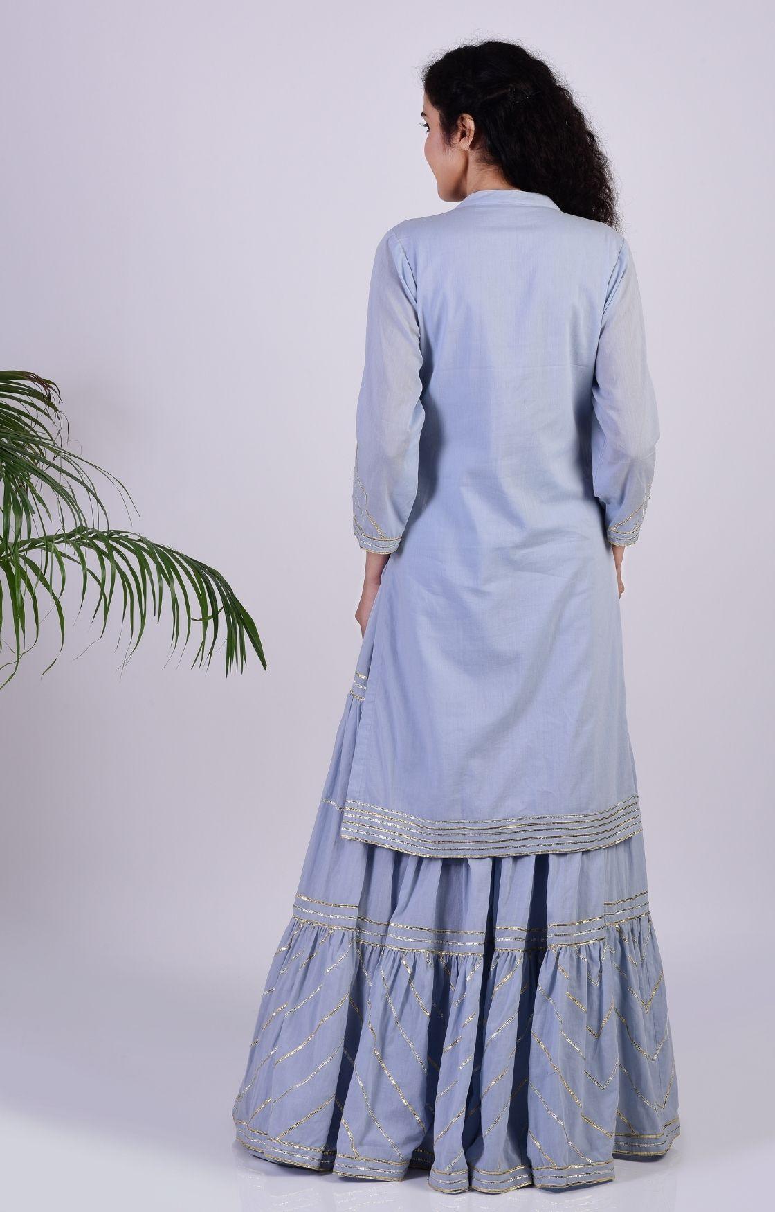 Sky Blue Zig Zag Gota Sharara Set