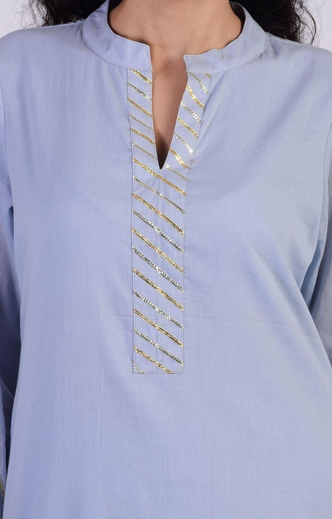 Sky Blue Zig Zag Gota Sharara Set