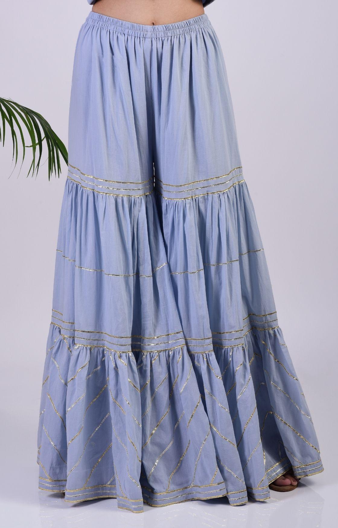 Sky Blue Zig Zag Gota Sharara Set
