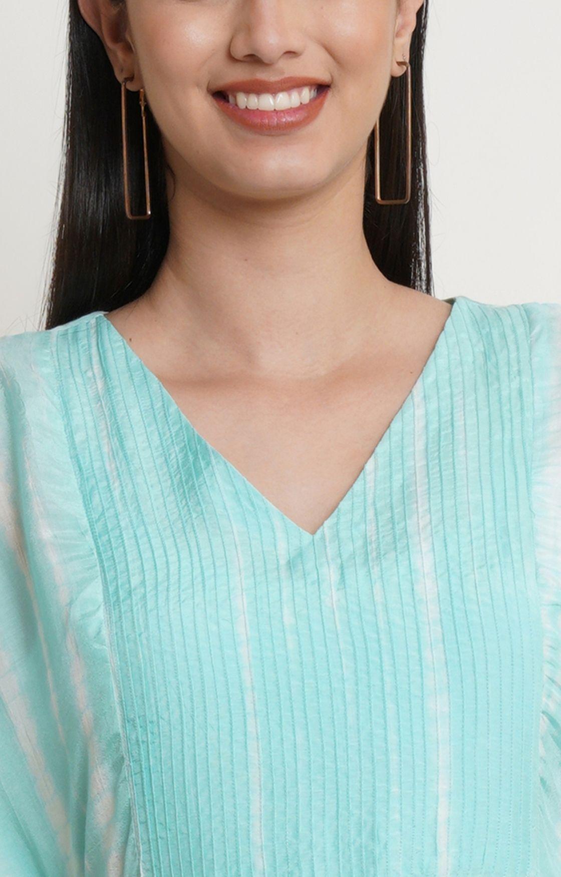 Turquoise Tie Dye Yoke Kaftan