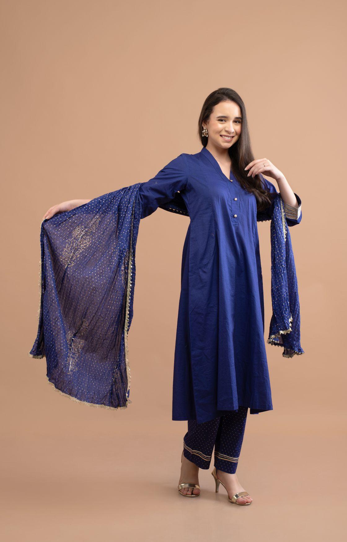 Blue Gota Kurta Set Of 3