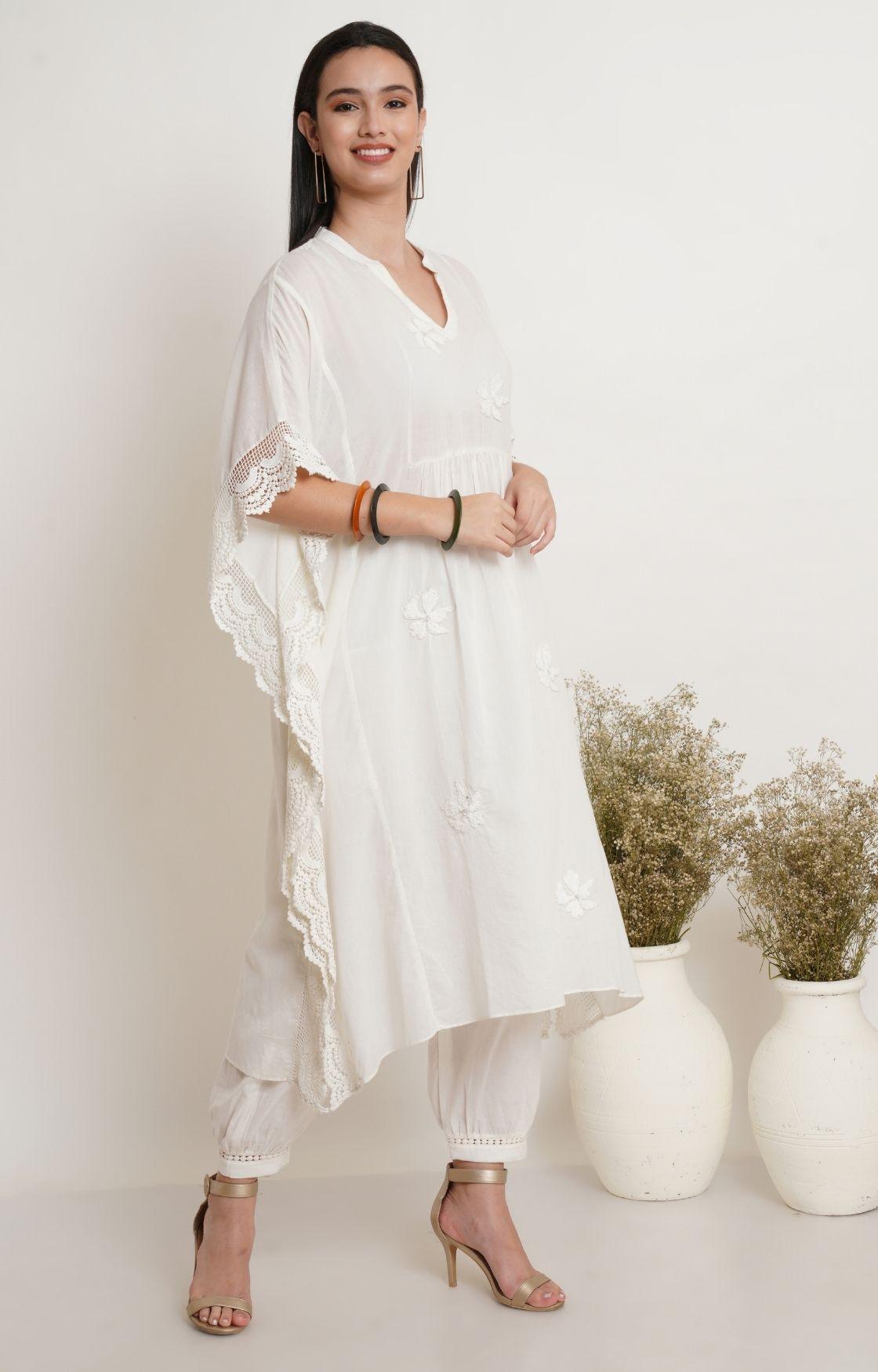 Off White Embroidery Kaftan