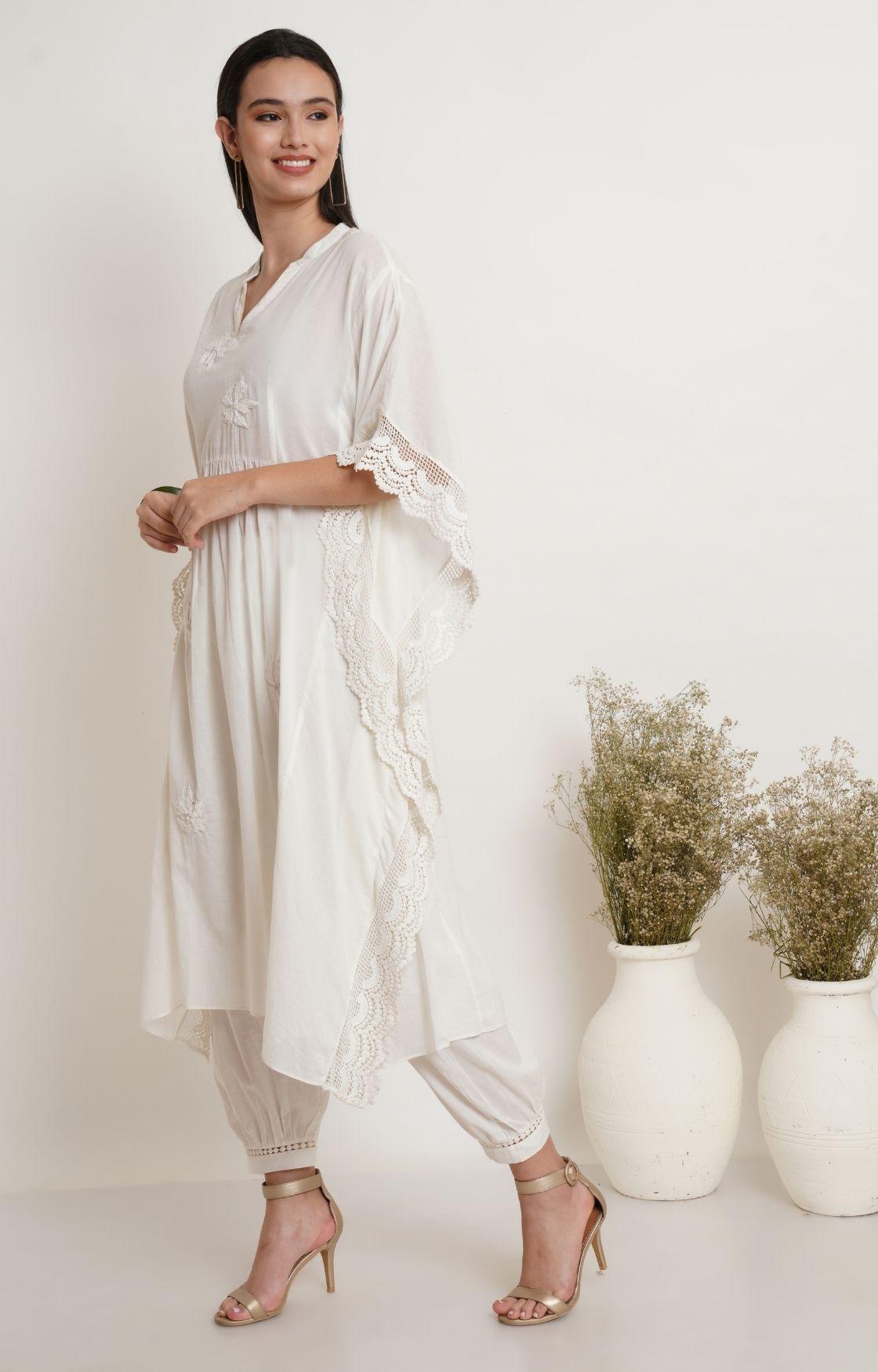 Off White Embroidery Kaftan