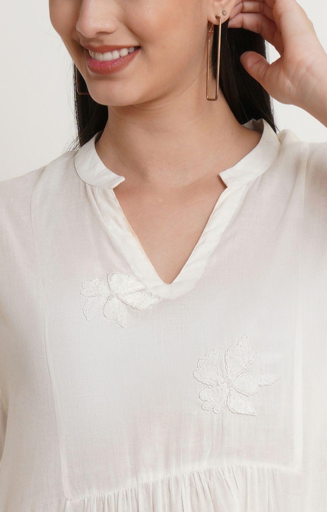 Off White Embroidery Kaftan