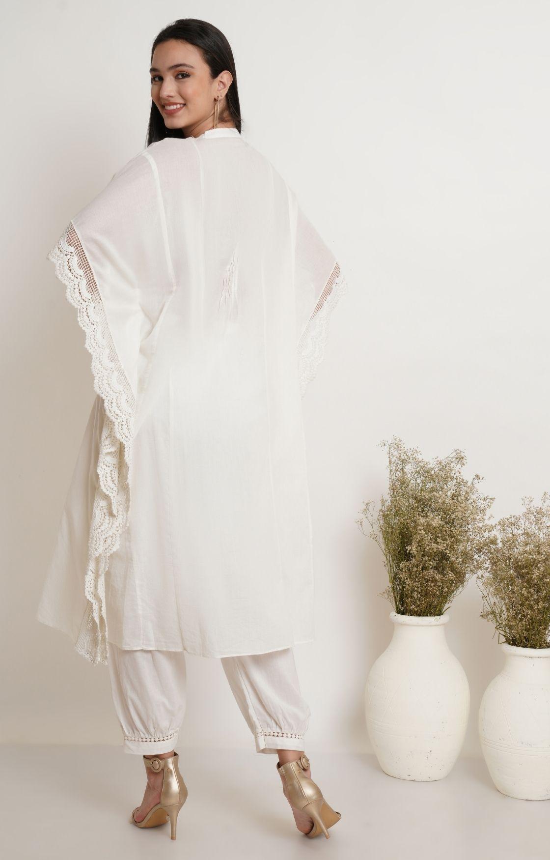 Off White Embroidery Kaftan