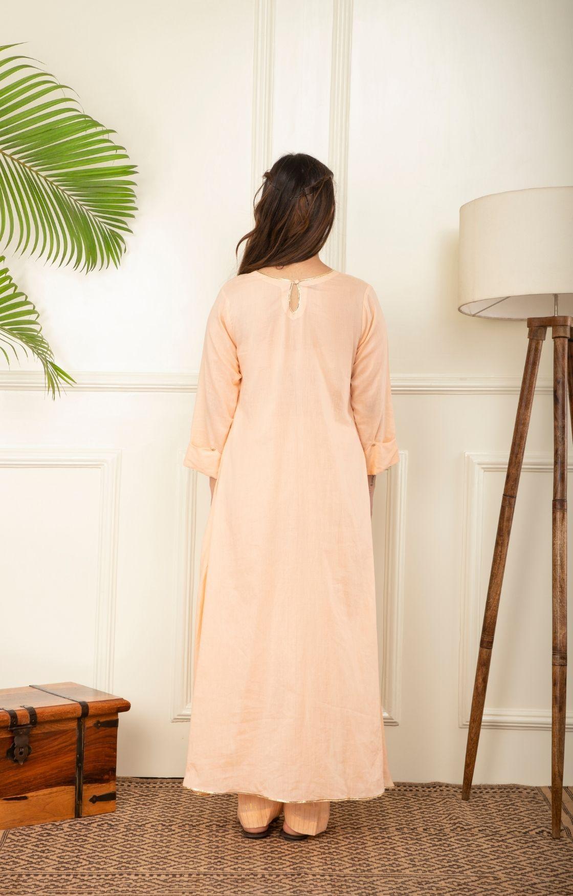 Peach Asymmetrical Kurta set of 2