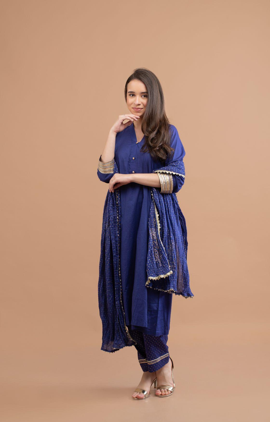 Blue Gota Kurta Set Of 3