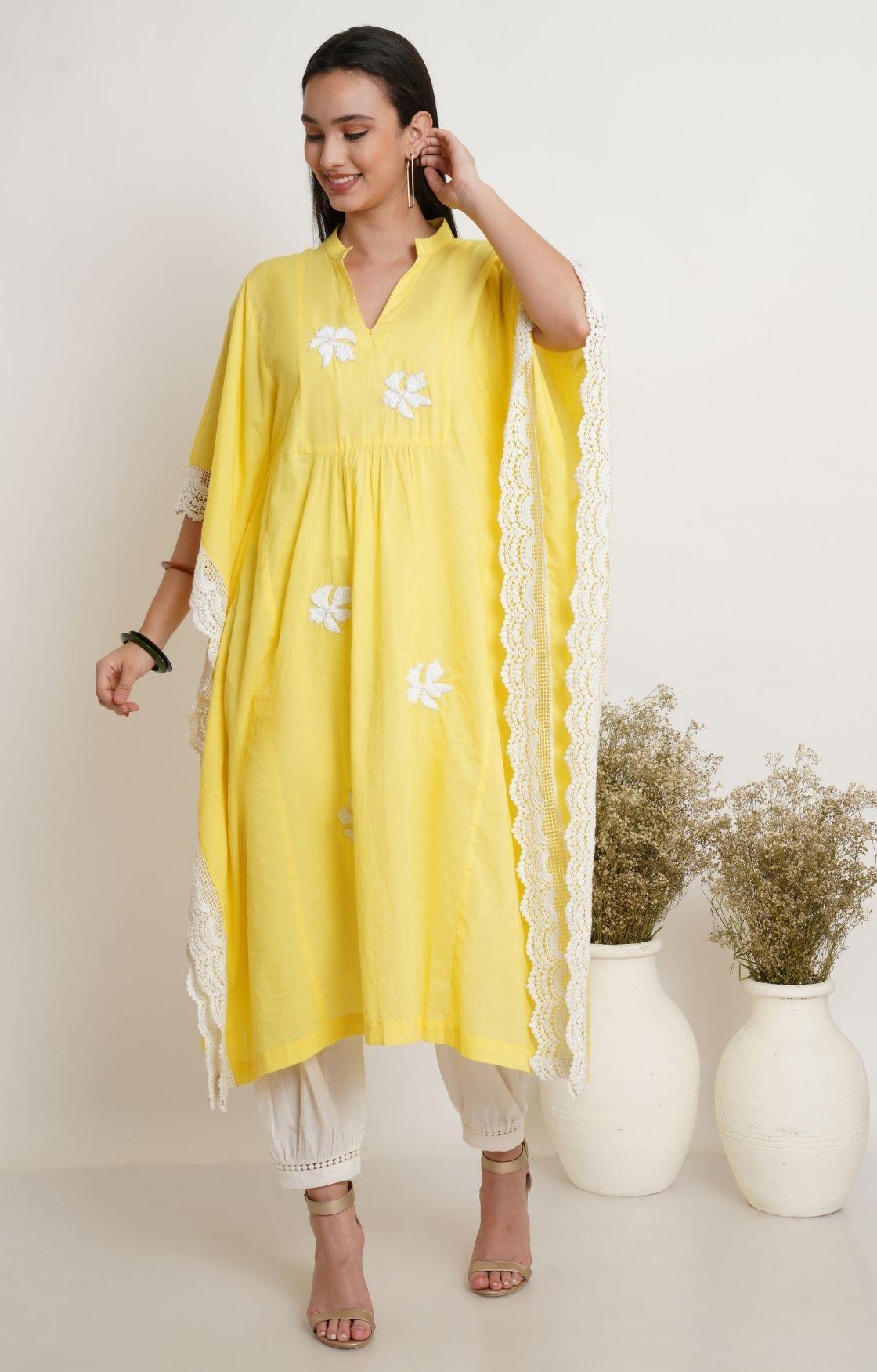 Yellow Embroidery Kaftan