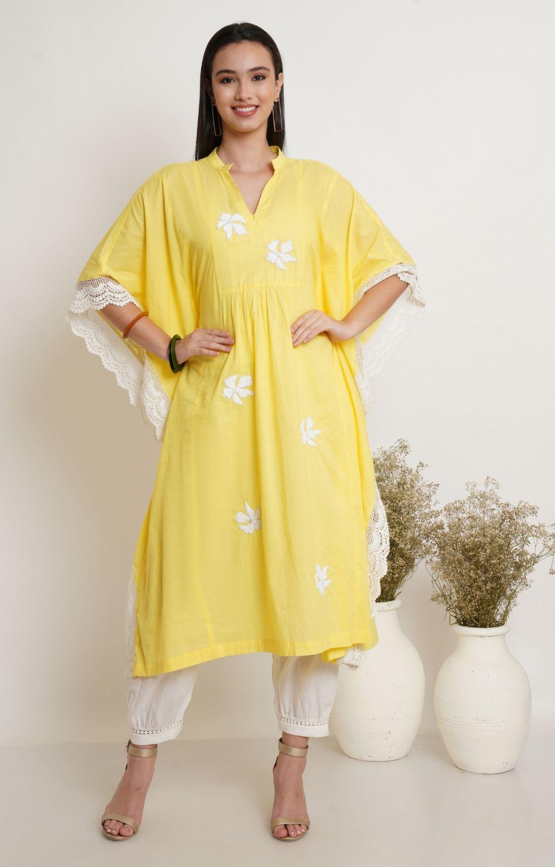 Yellow Embroidery Kaftan