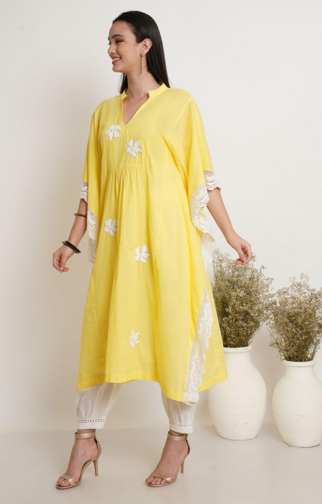 Yellow Embroidery Kaftan