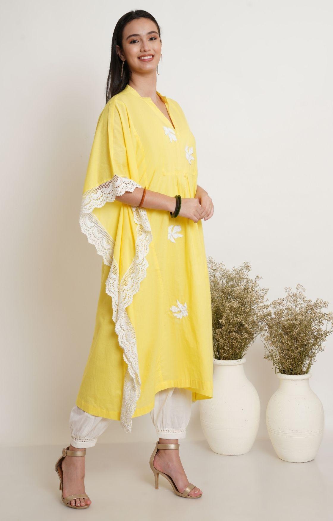 Yellow Embroidery Kaftan
