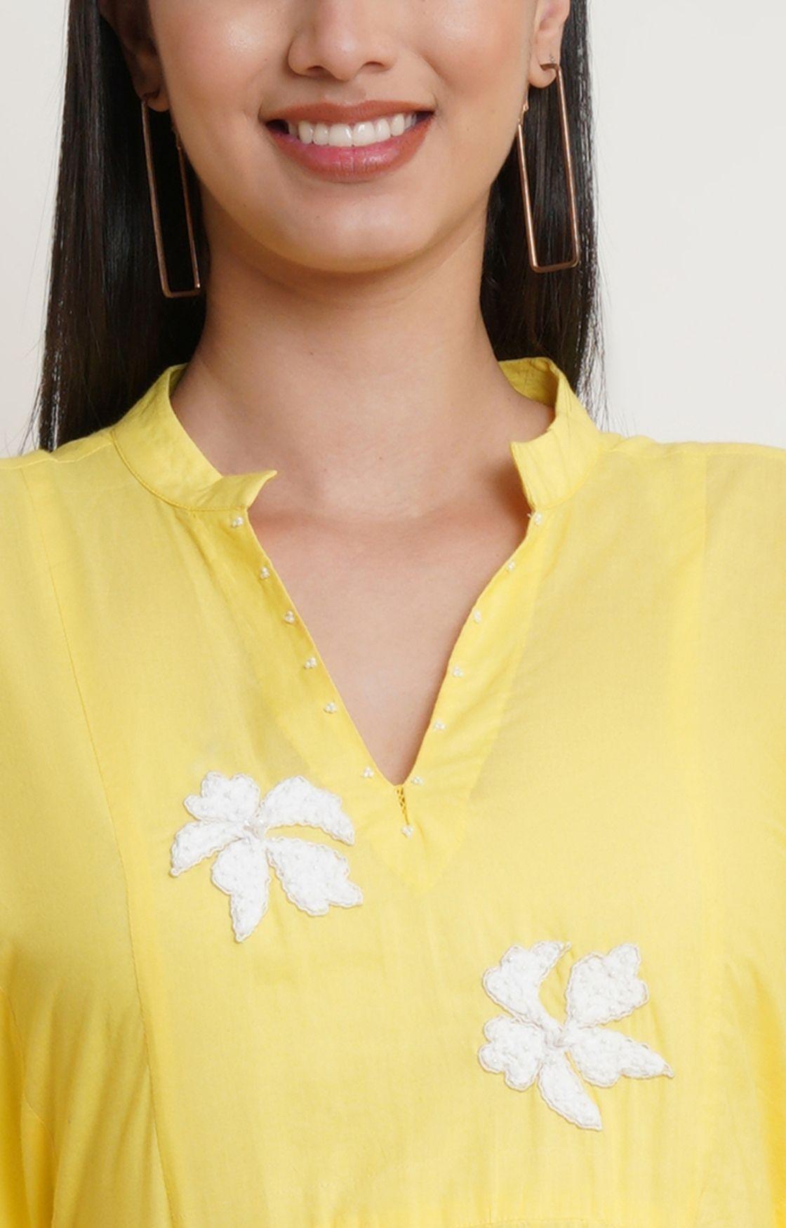 Yellow Embroidery Kaftan