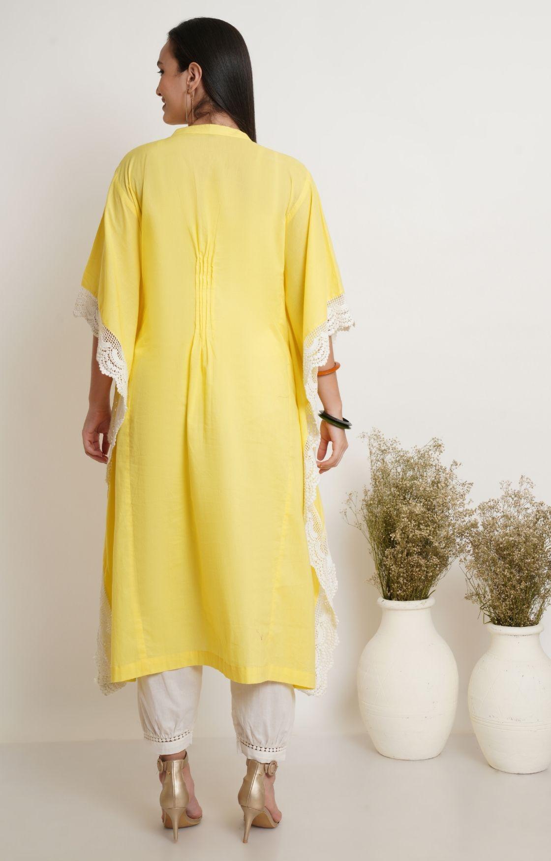 Yellow Embroidery Kaftan