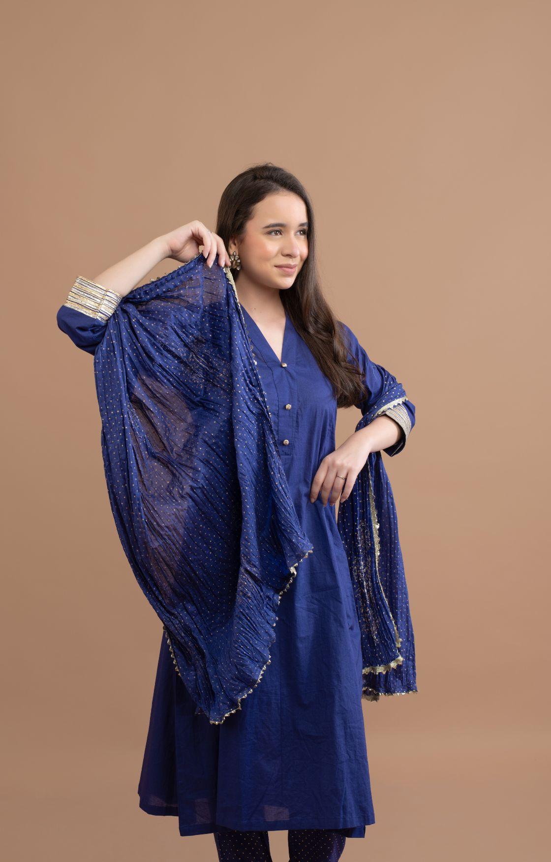 Blue Gota Kurta Set Of 3