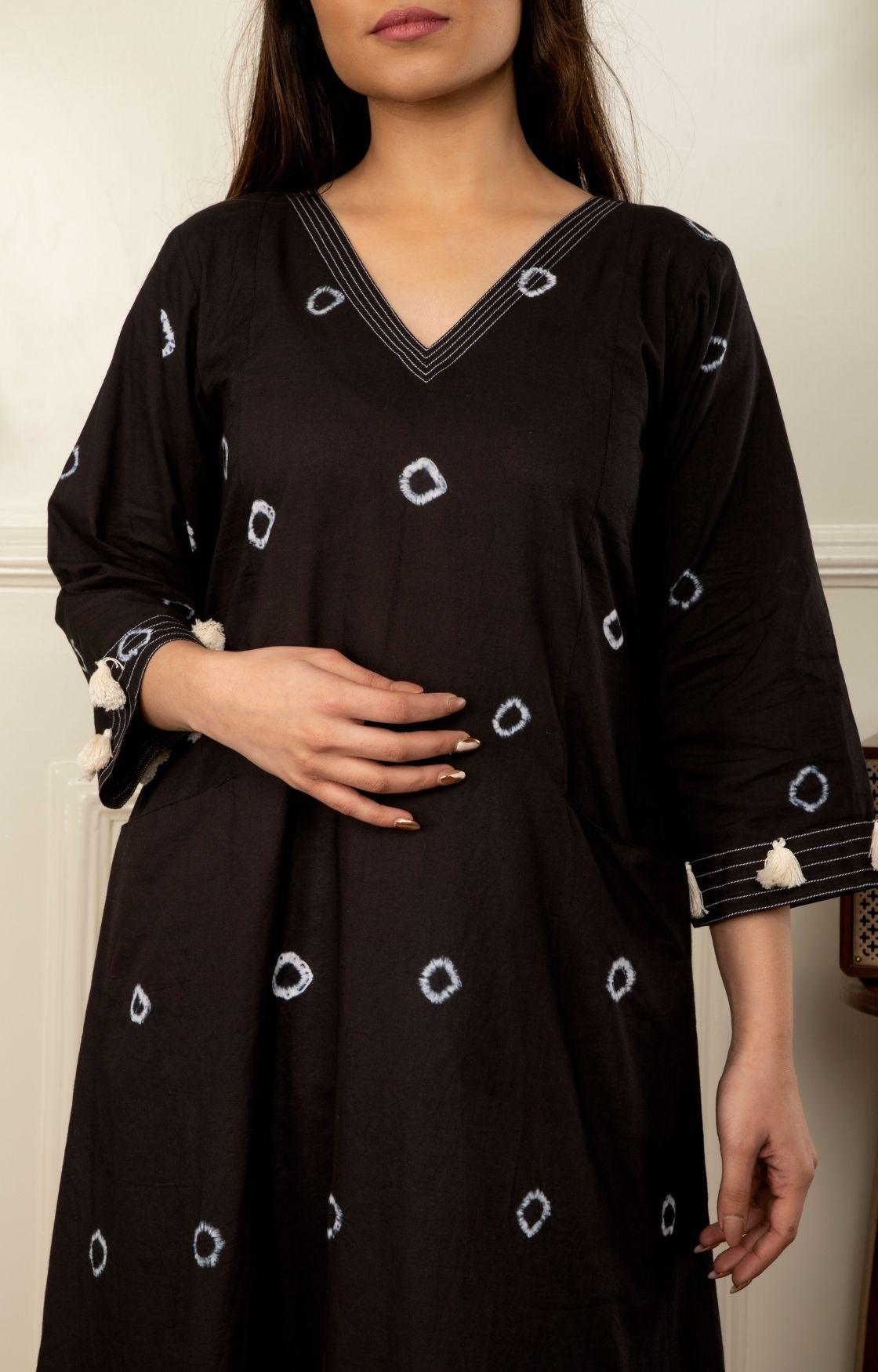 Black Bandhani Kurta