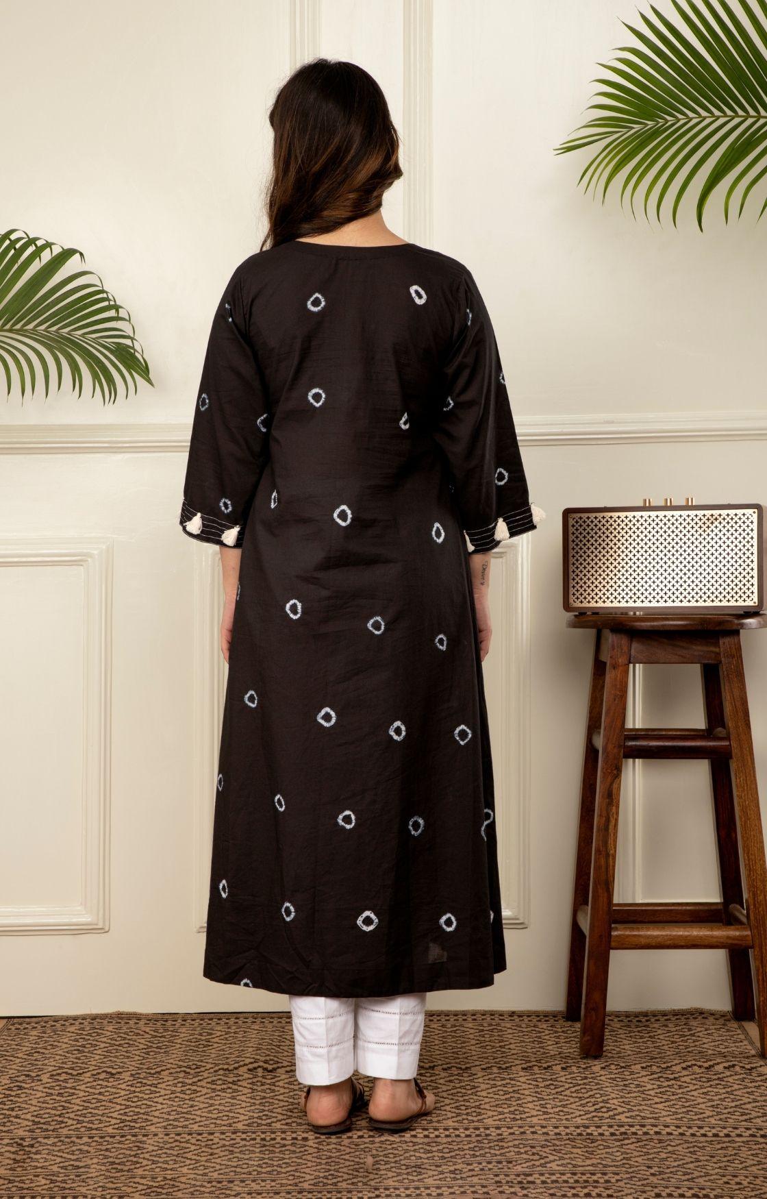 Black Bandhani Kurta