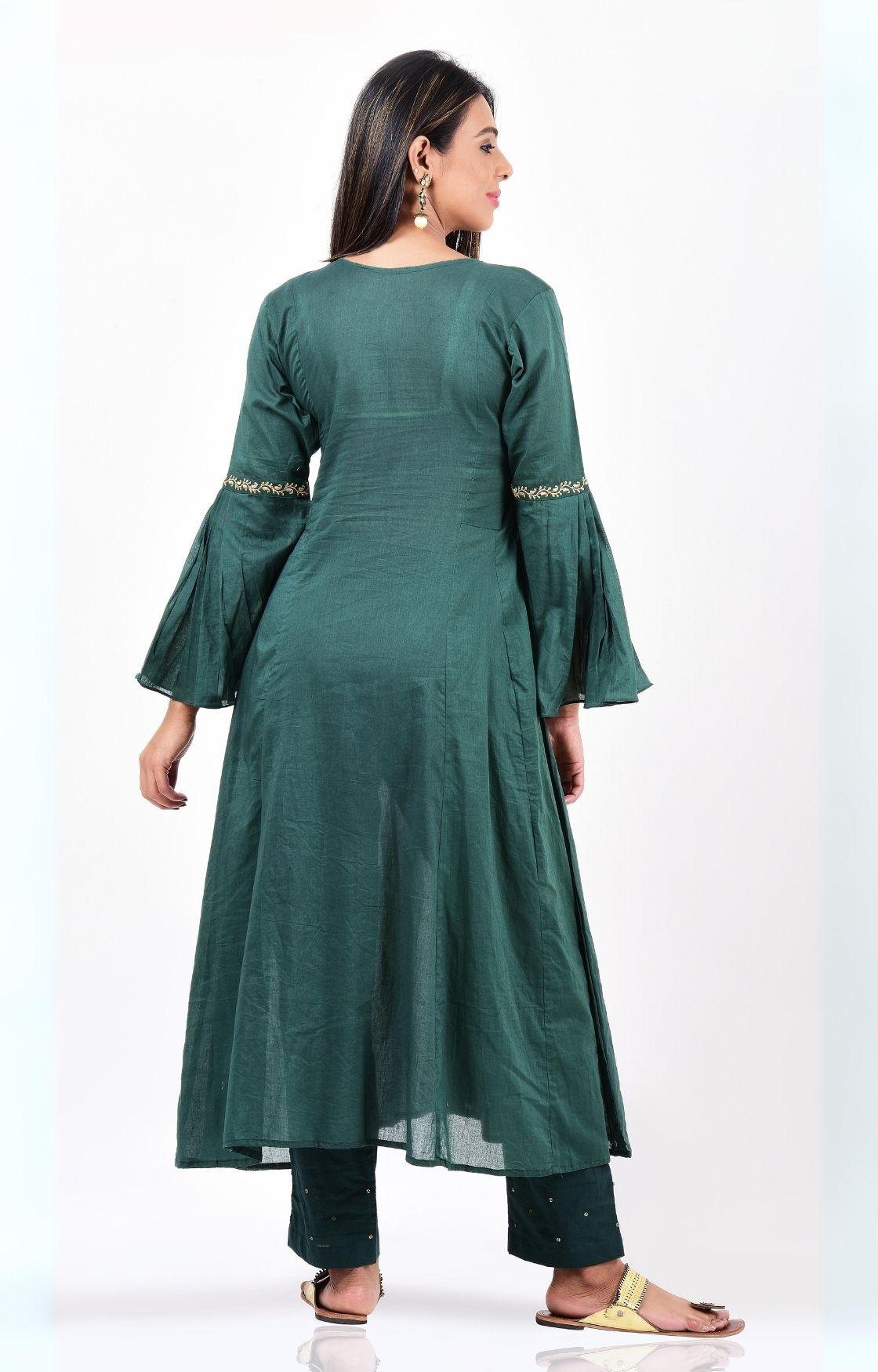 Teal Green Kalidar Kurta Set
