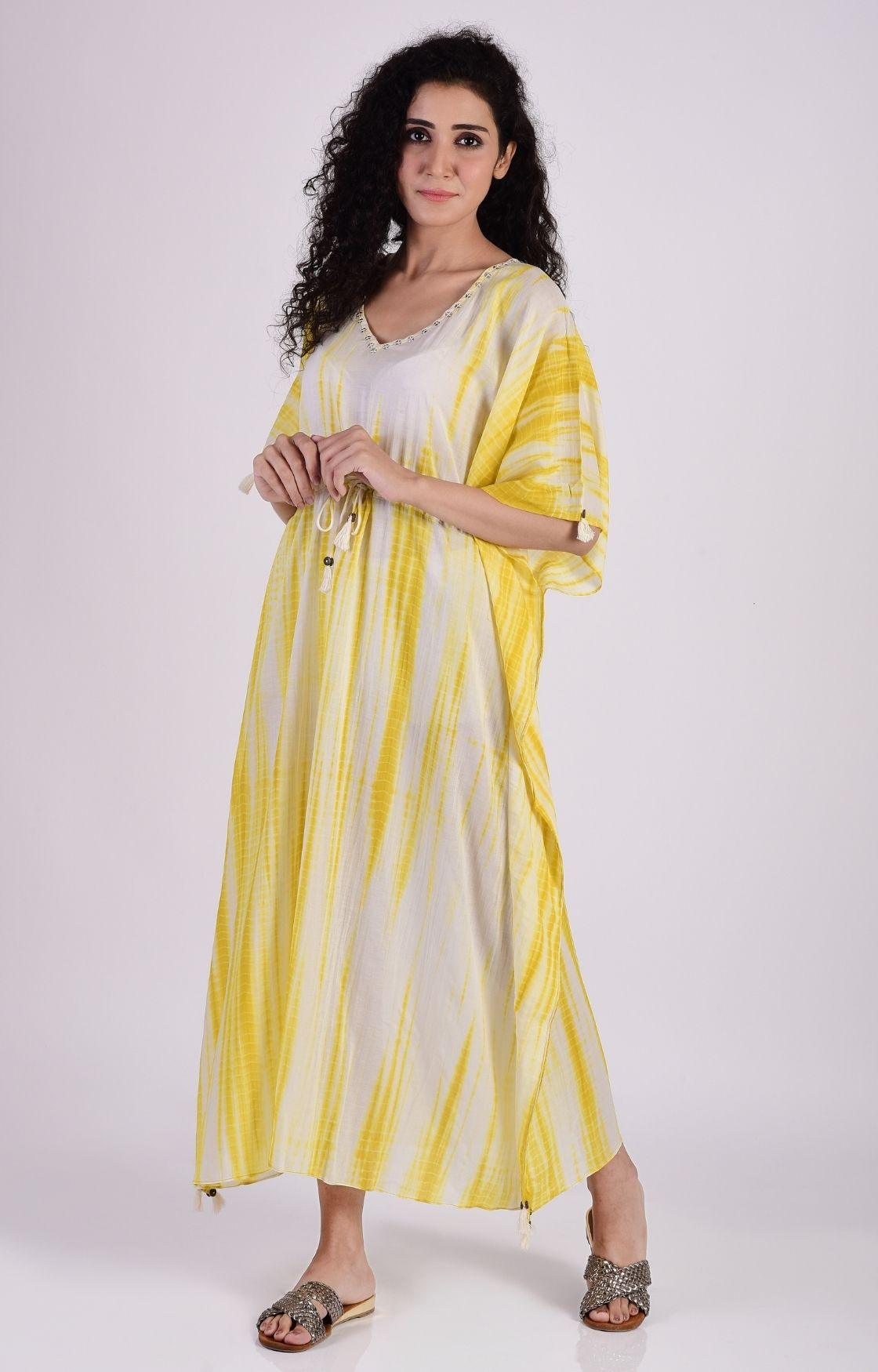 Mustard Yellow Tie Dye Kaftan