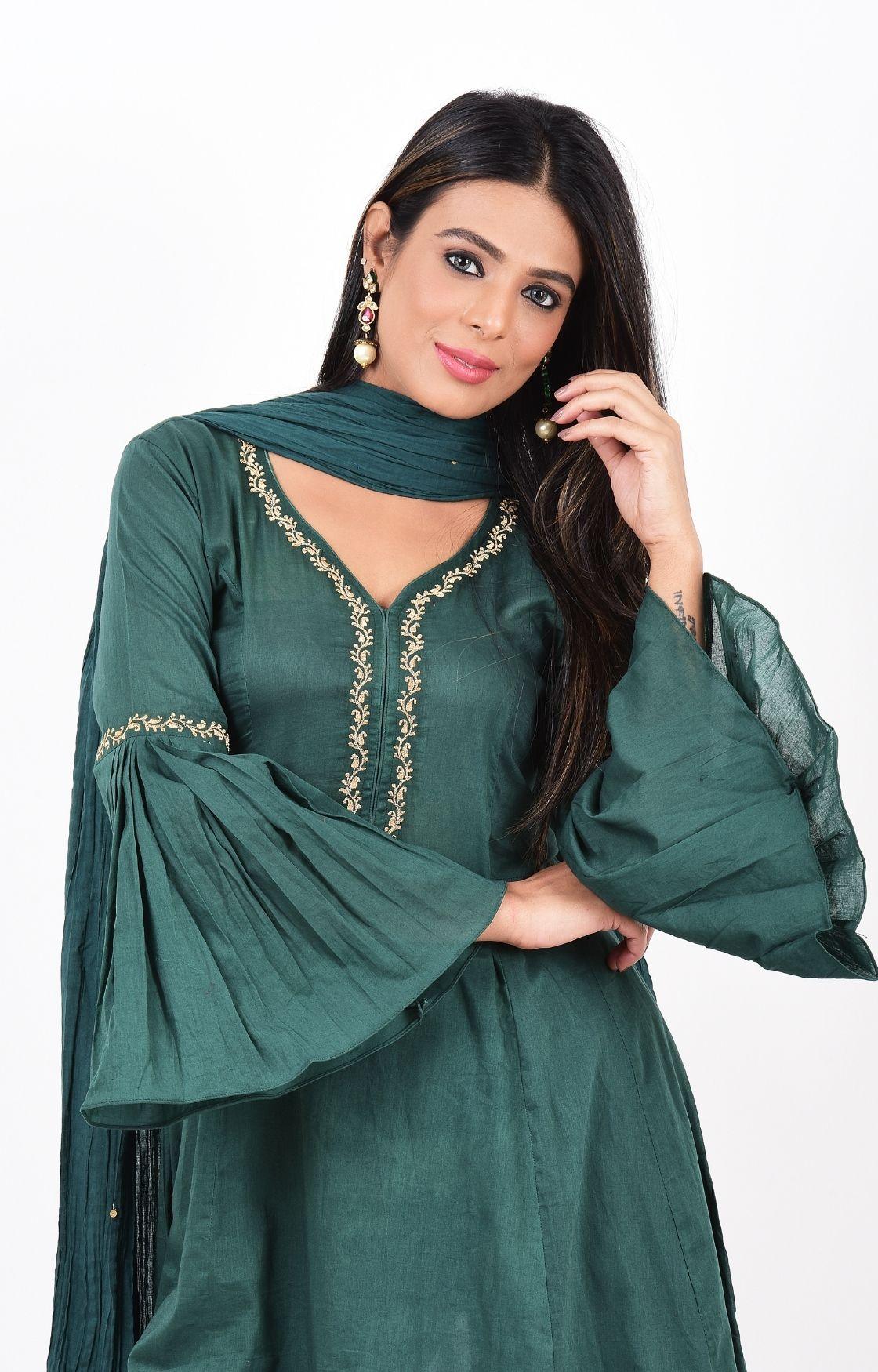 Teal Green Kalidar Kurta Set