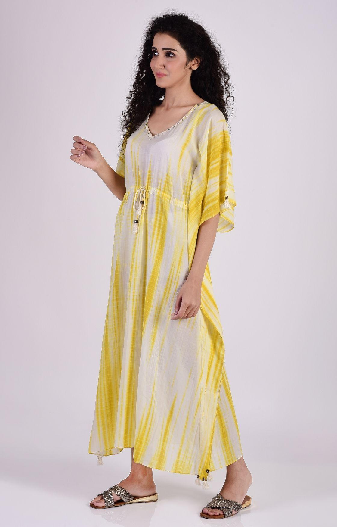 Mustard Yellow Tie Dye Kaftan