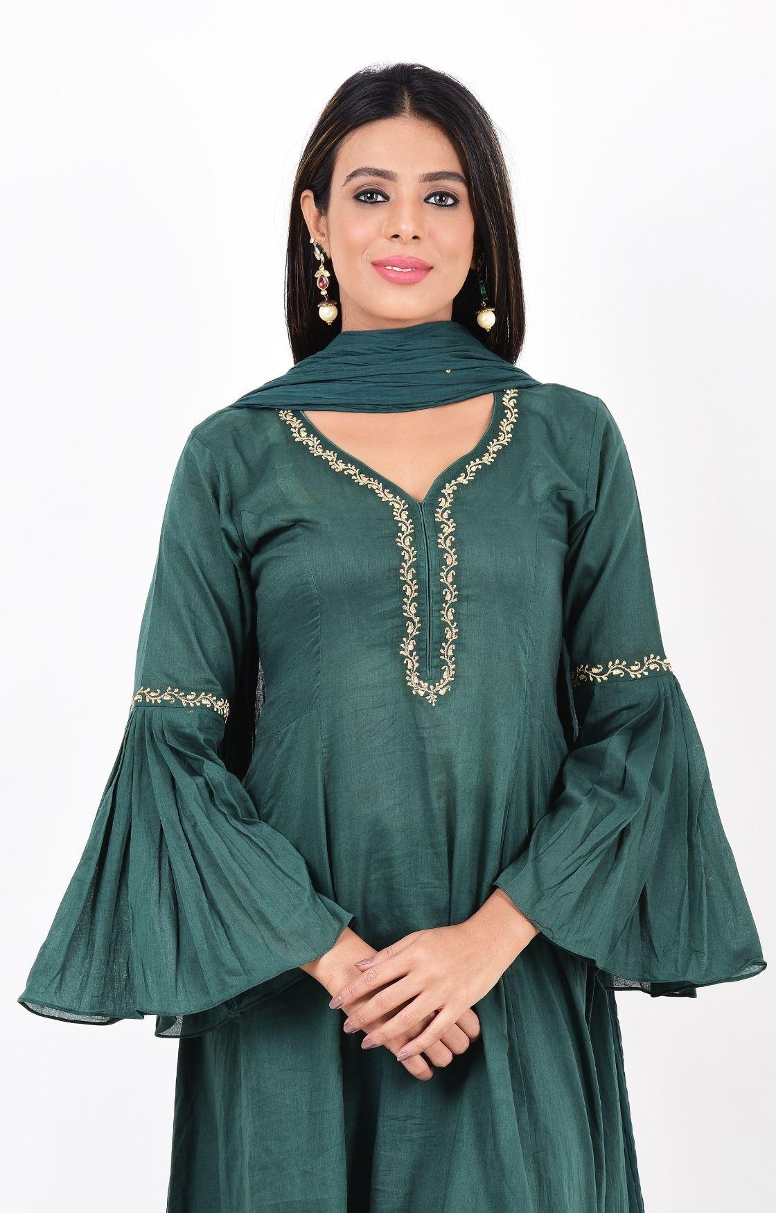 Teal Green Kalidar Kurta Set