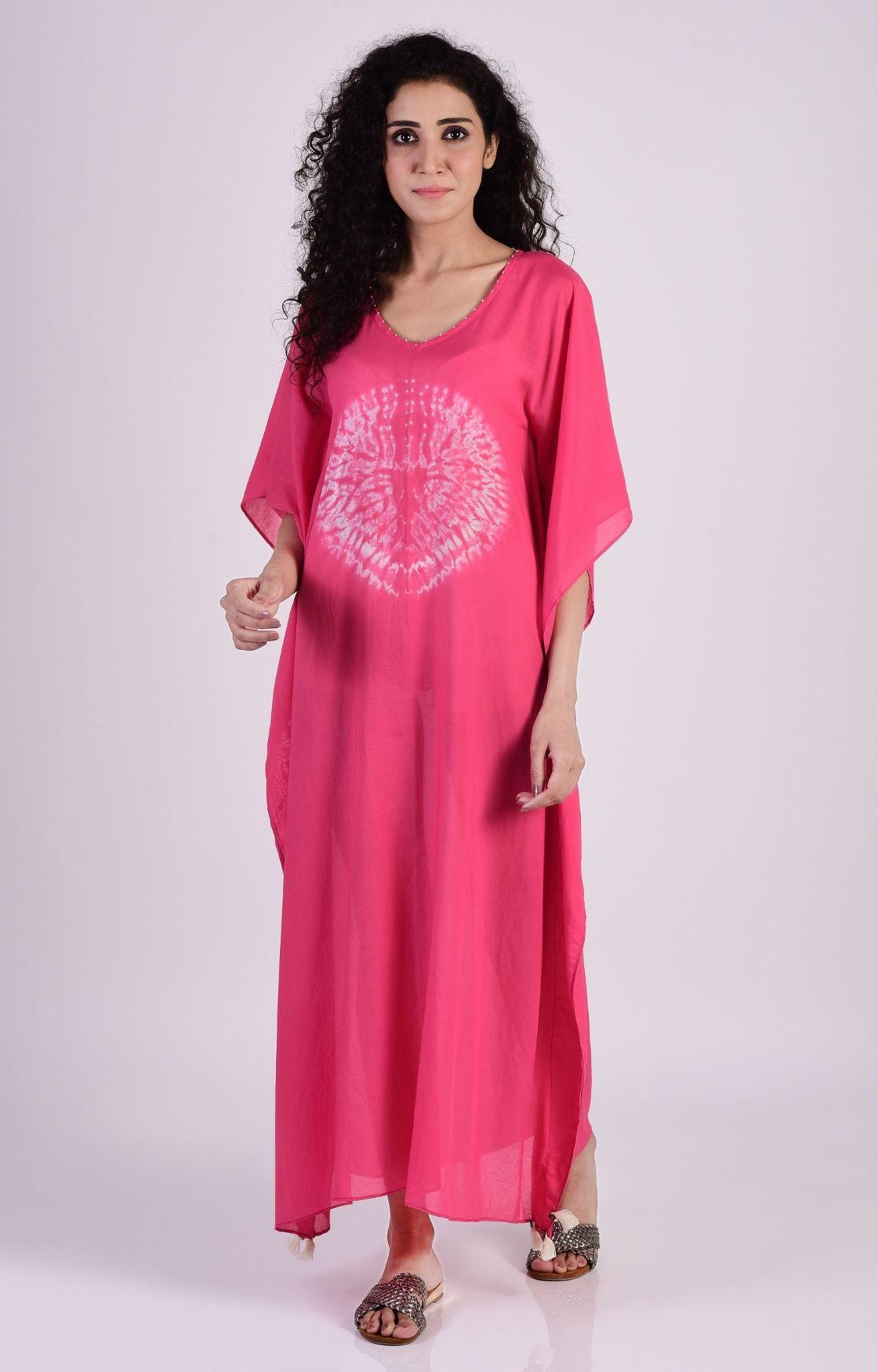 Pink Circular Shibori Kaftan