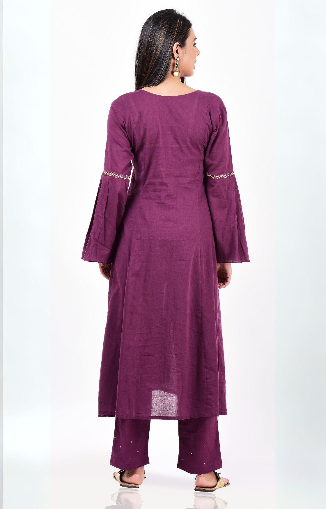 Purple Kalidar Kurta Set
