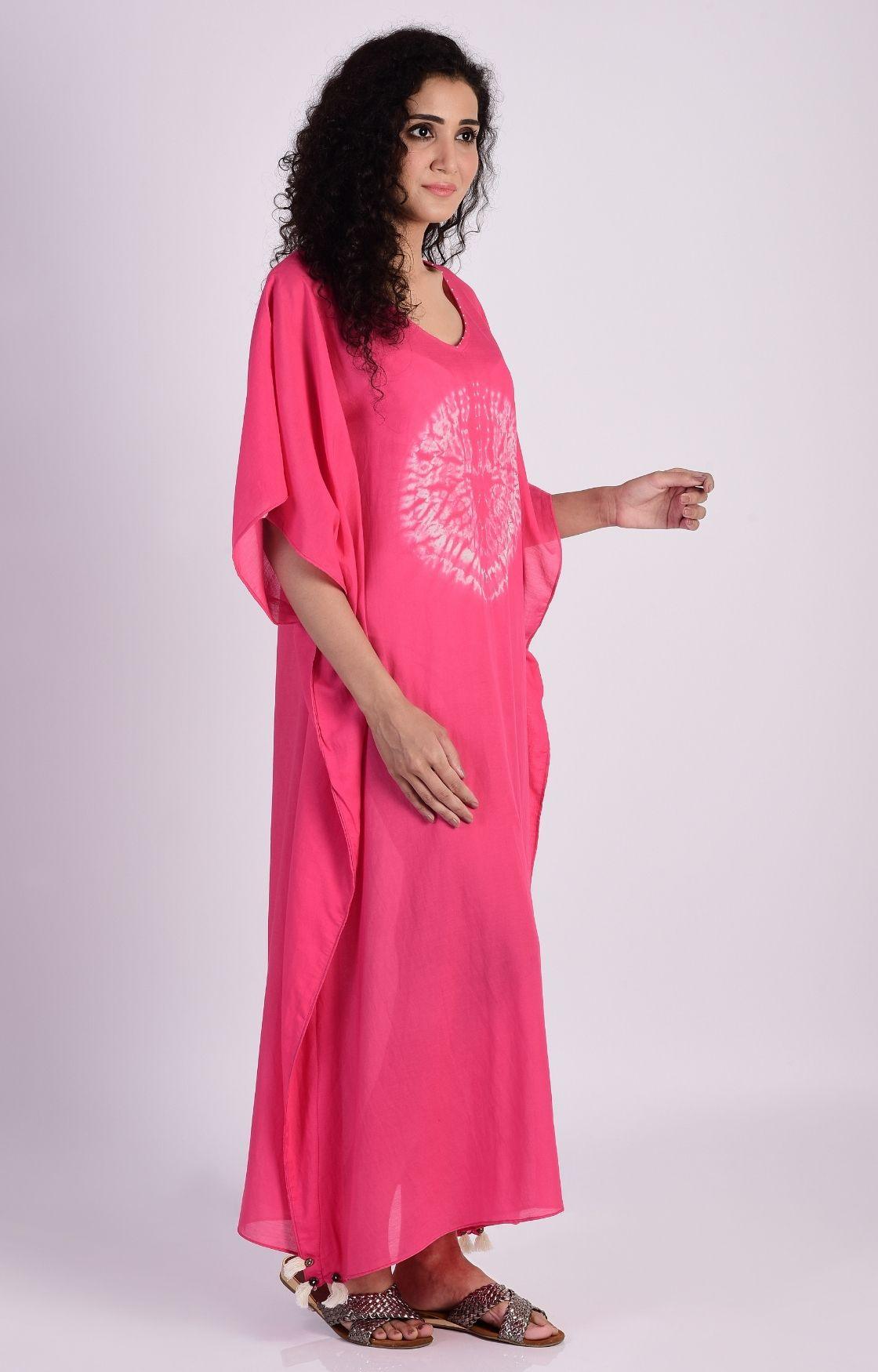 Pink Circular Shibori Kaftan