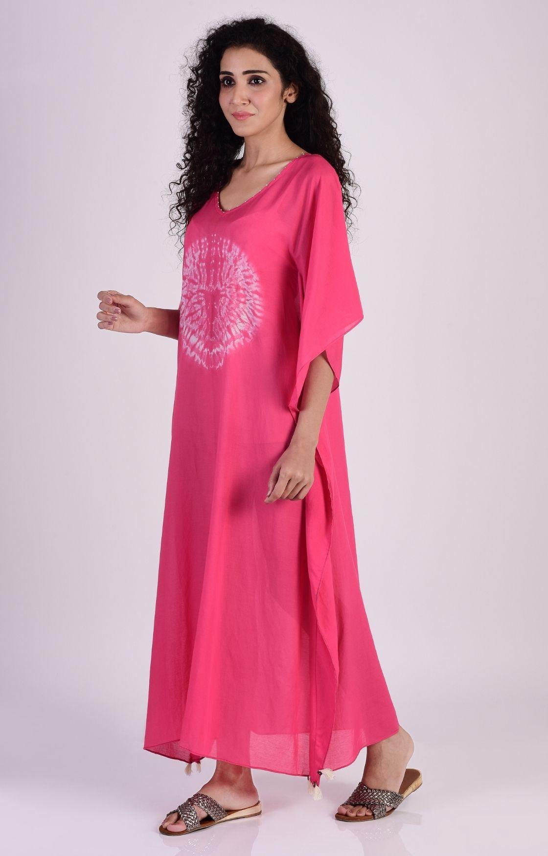Pink Circular Shibori Kaftan