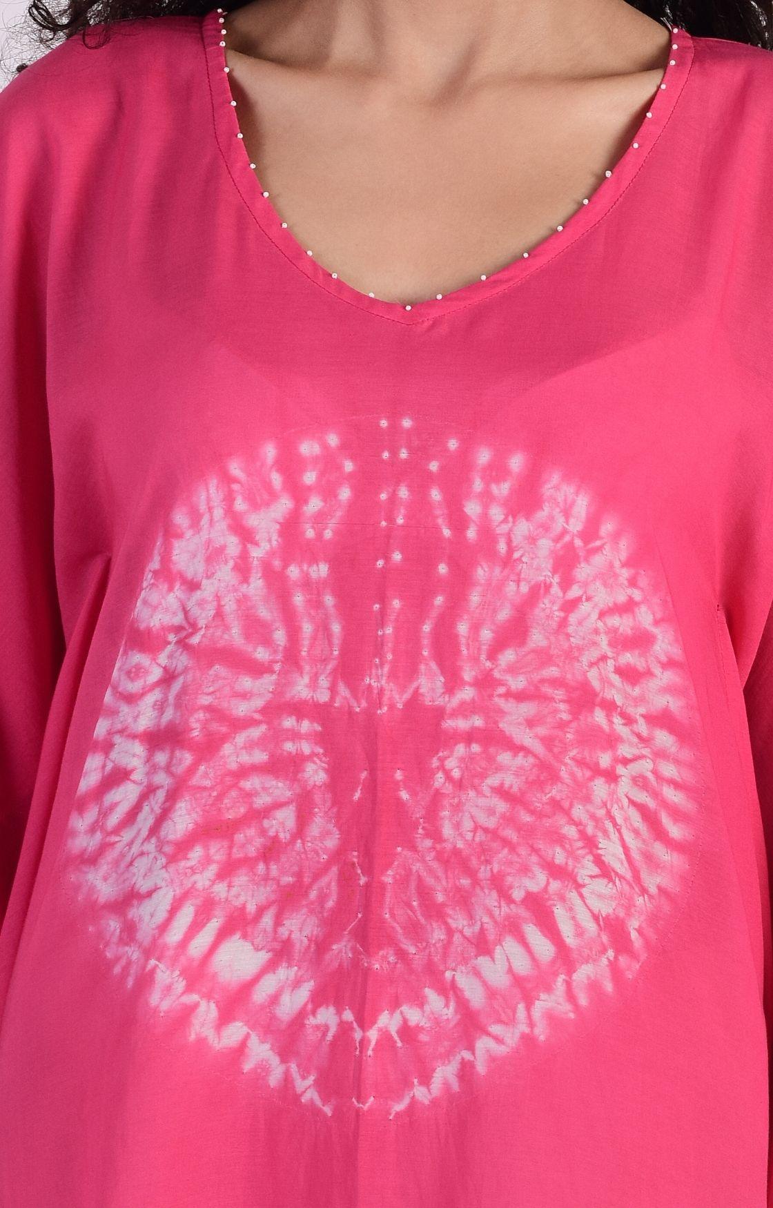 Pink Circular Shibori Kaftan