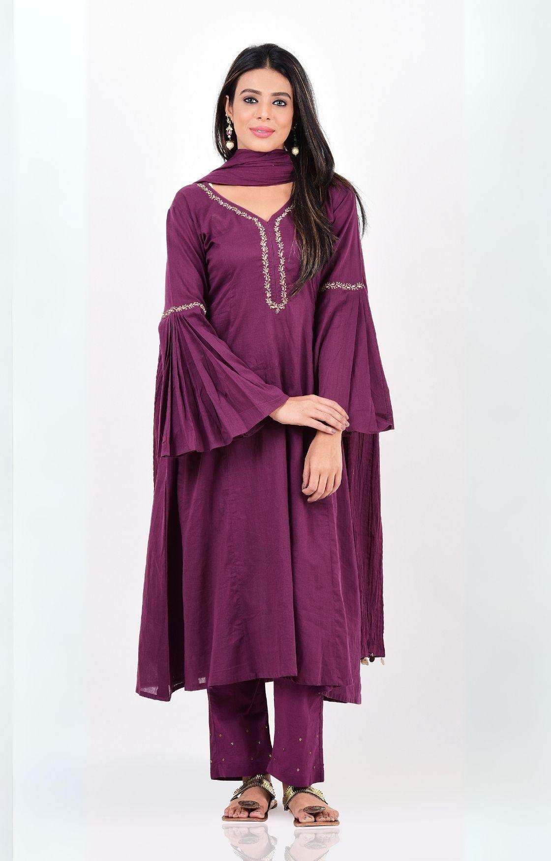 Purple Kalidar Kurta Set