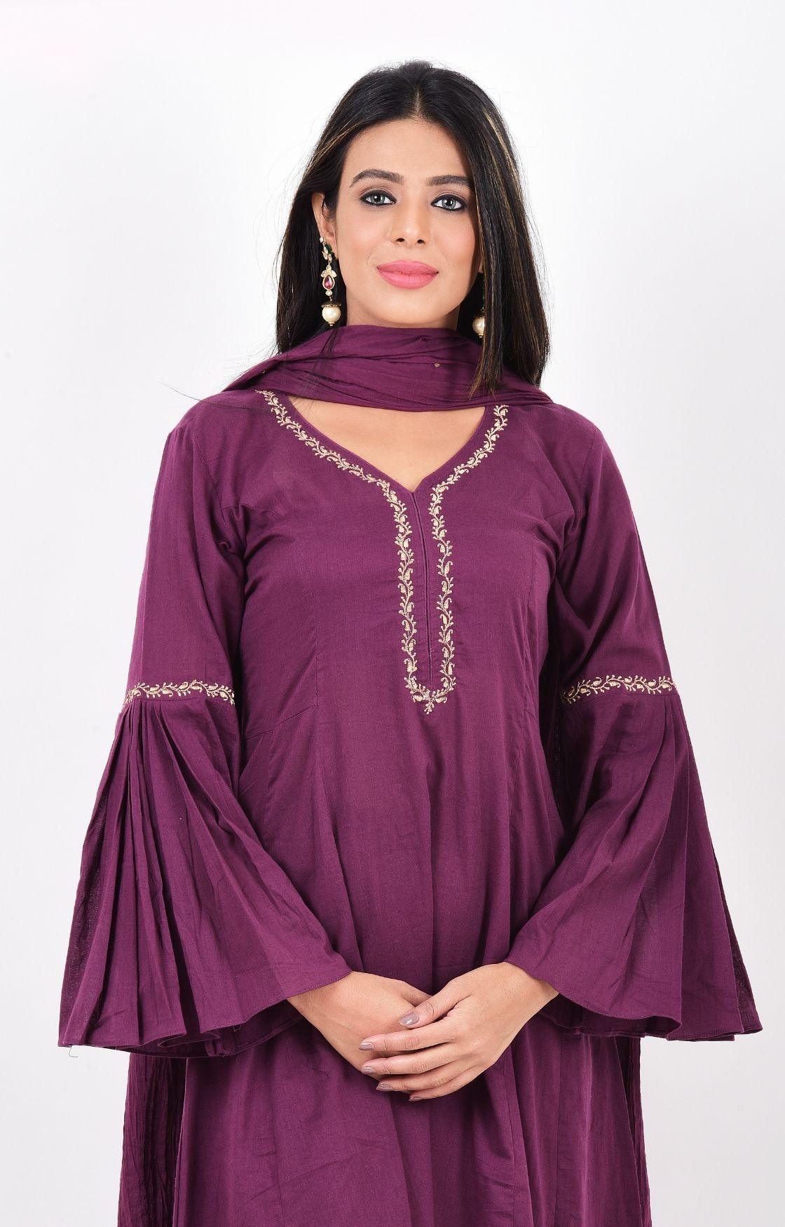 Purple Kalidar Kurta Set