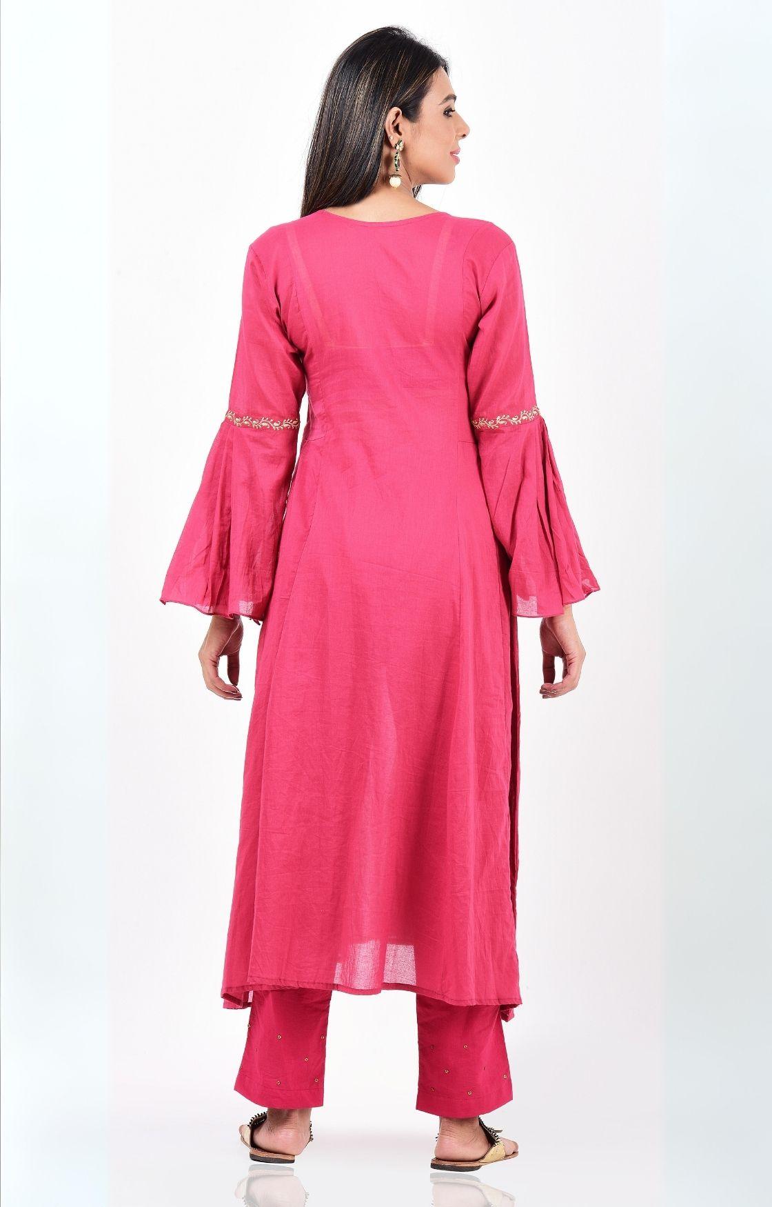 Pink Kalidar Kurta Set