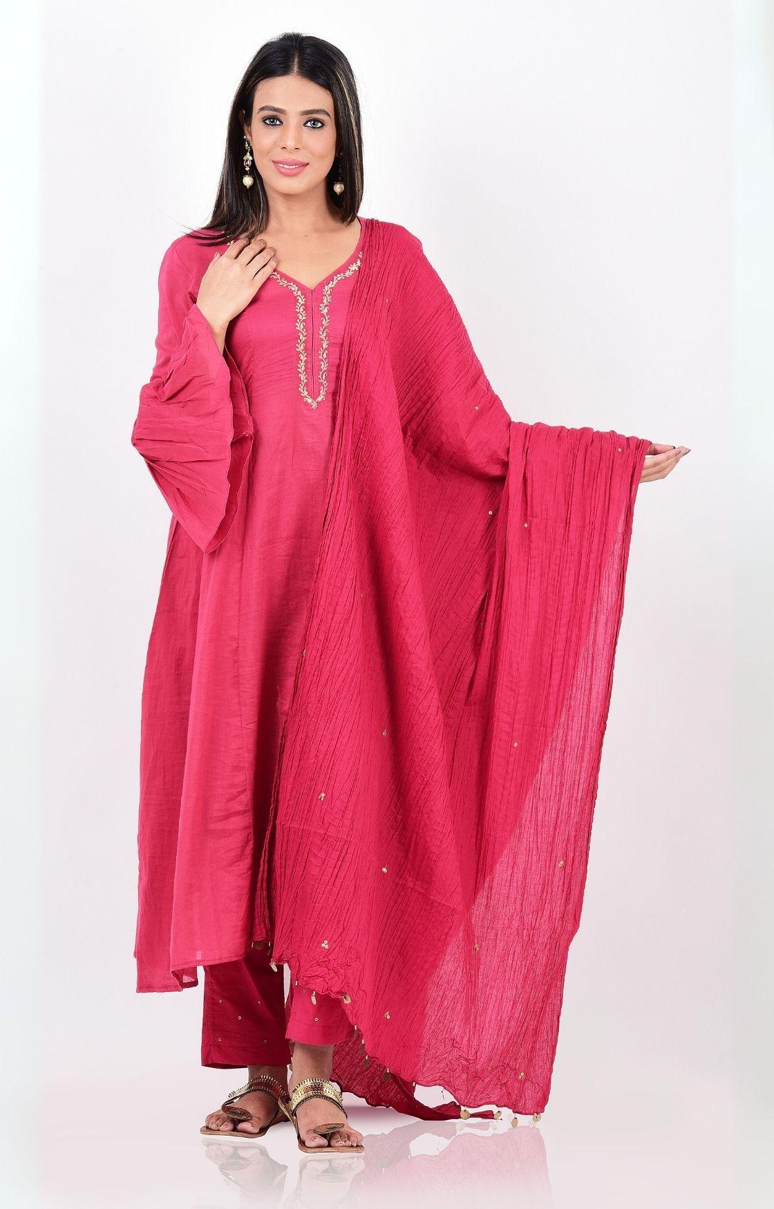 Pink Kalidar Kurta Set