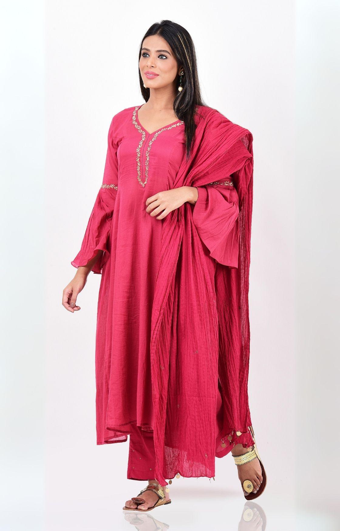 Pink Kalidar Kurta Set