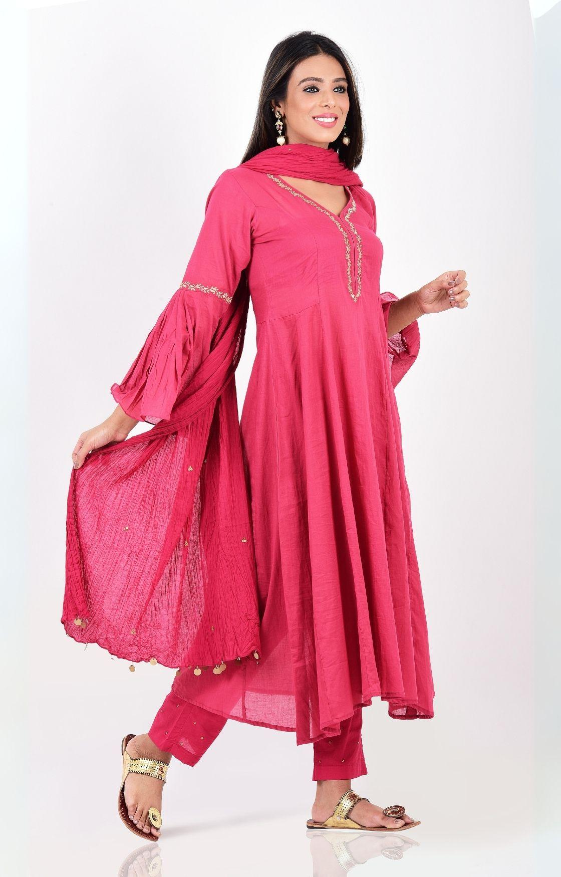 Pink Kalidar Kurta Set