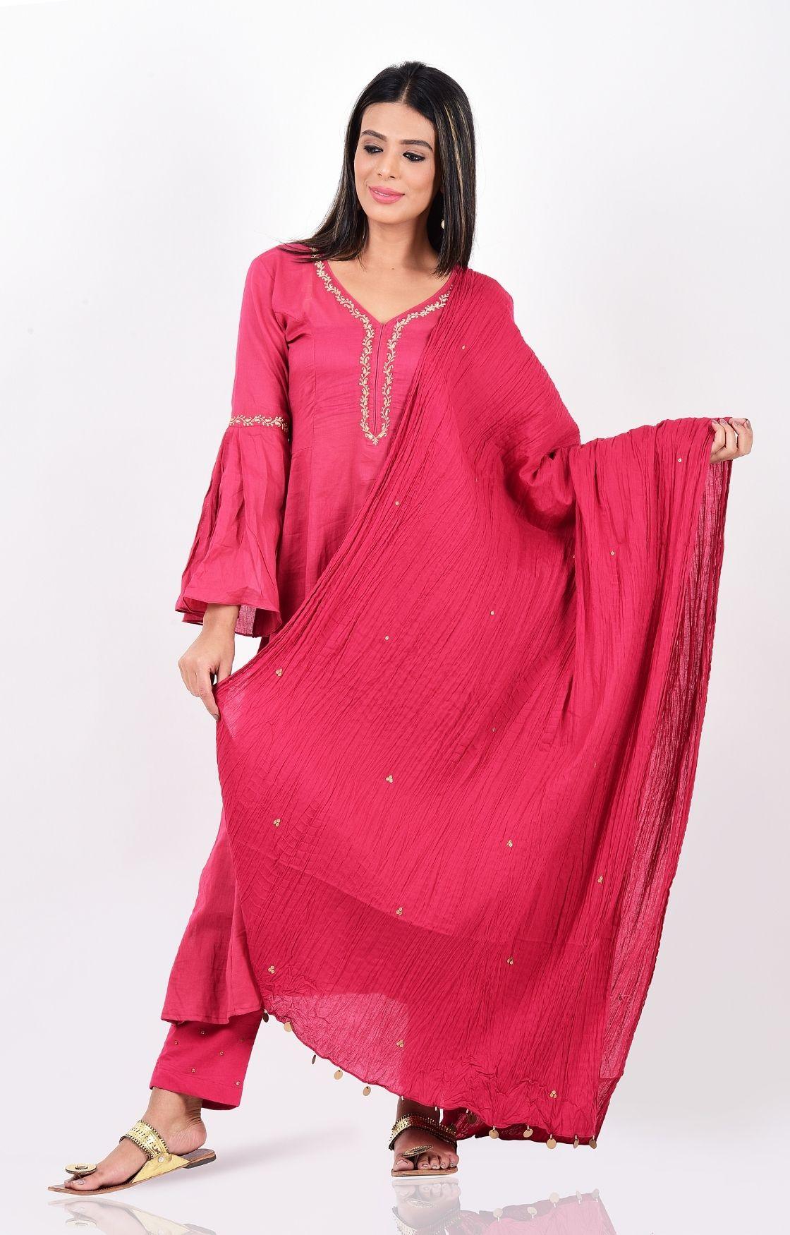 Pink Kalidar Kurta Set