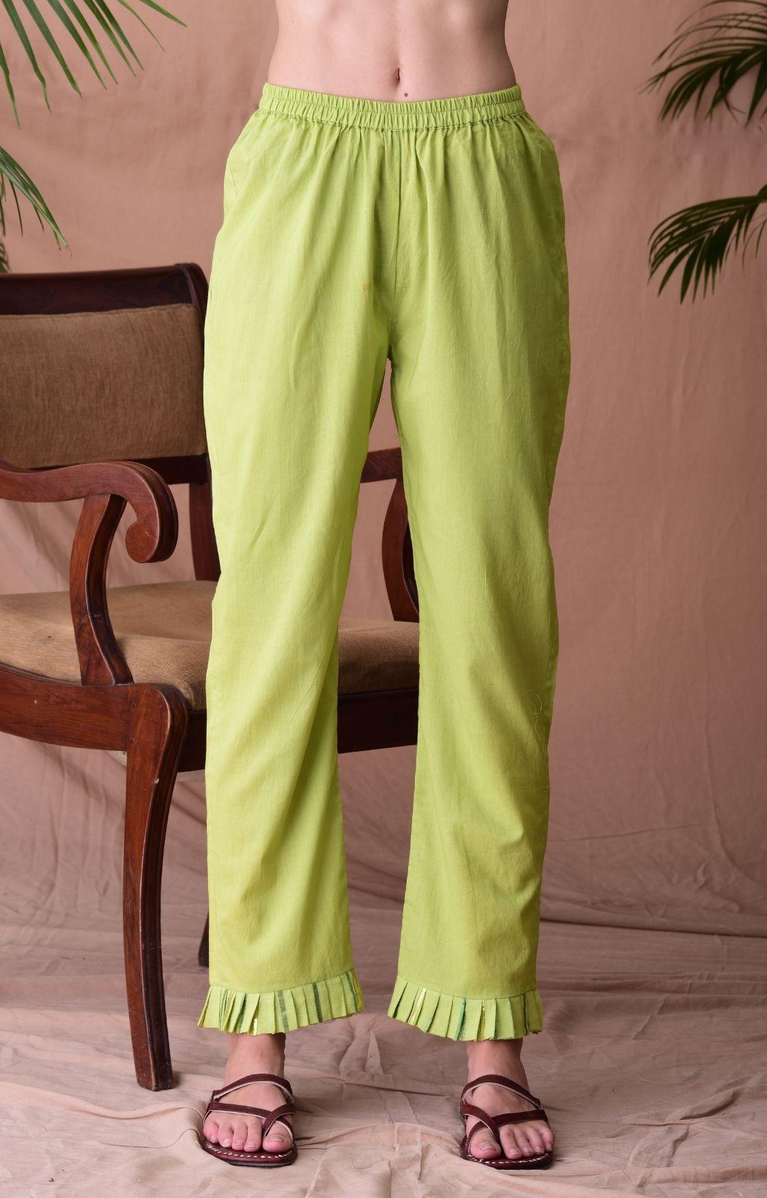 Lime Green Jacquard Suit Set Of 3