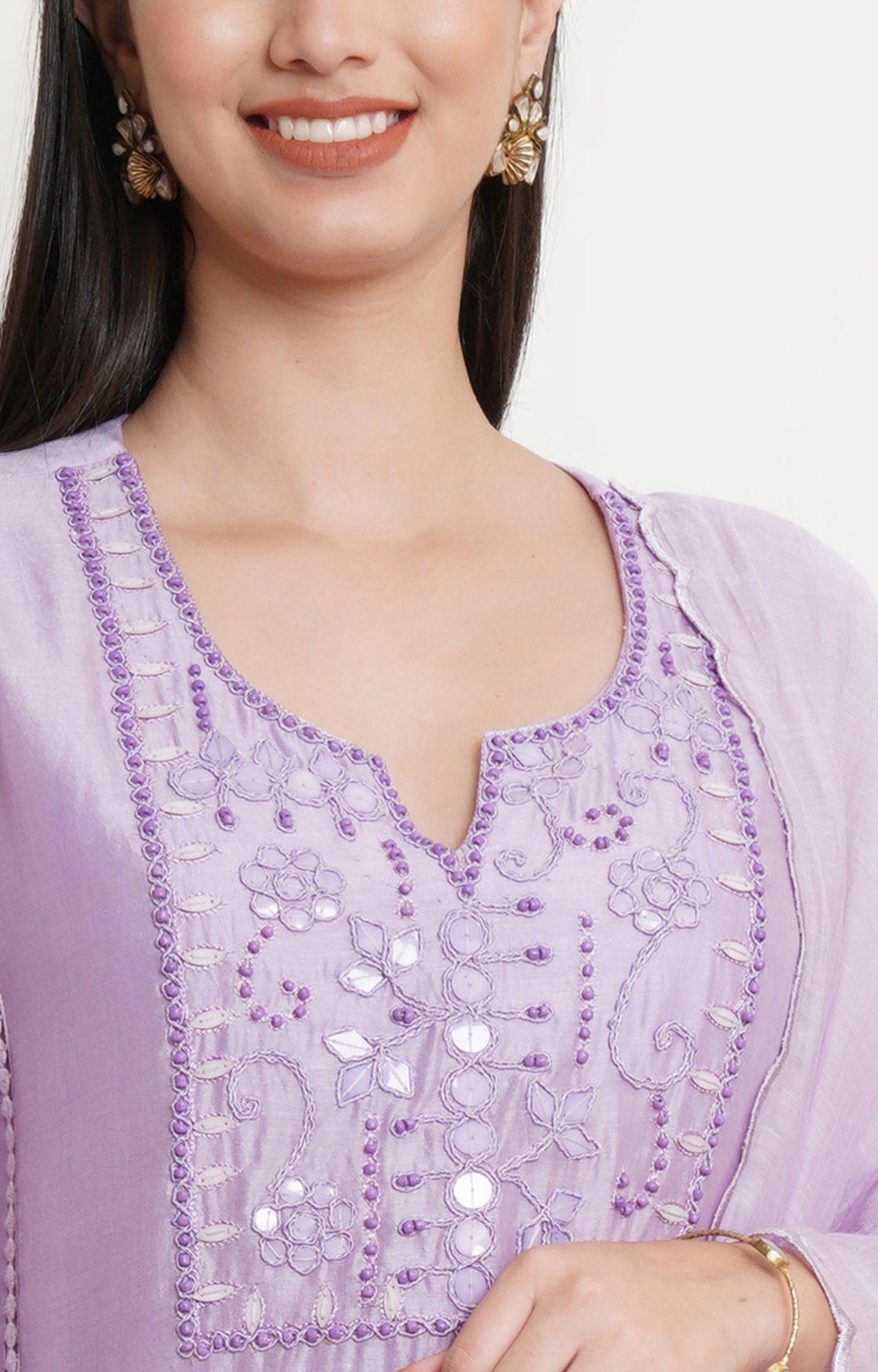 Mauve Tonal Embroidery Kurta Set